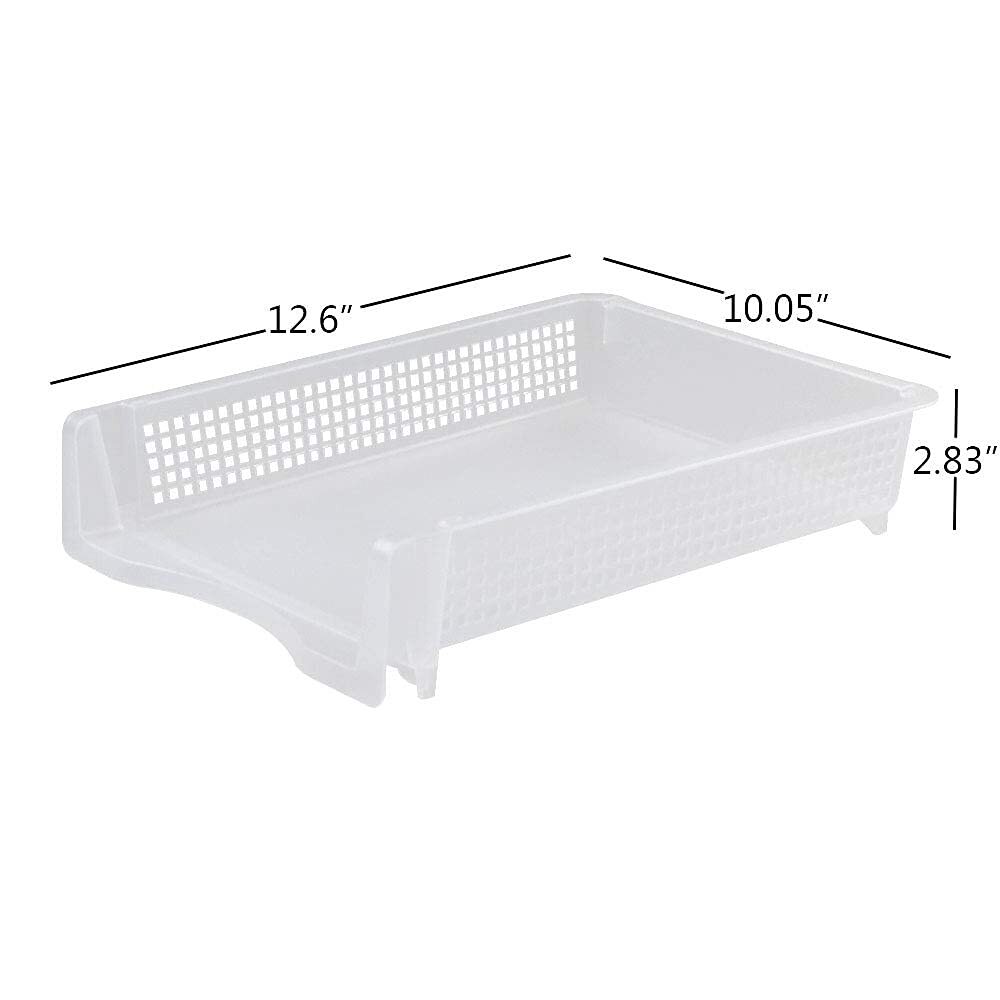 6PCS Stackable A4 Paper Trays Clear Plastic Desk Letter Document Organizer