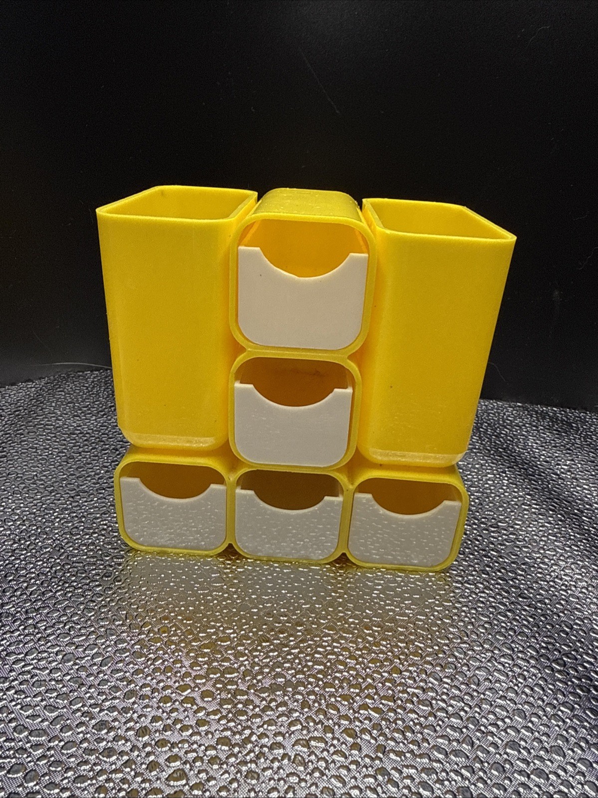 Vintage MCM HOF Desk Organizer Space Age Pencil Holders Yellow Plastic Drawers