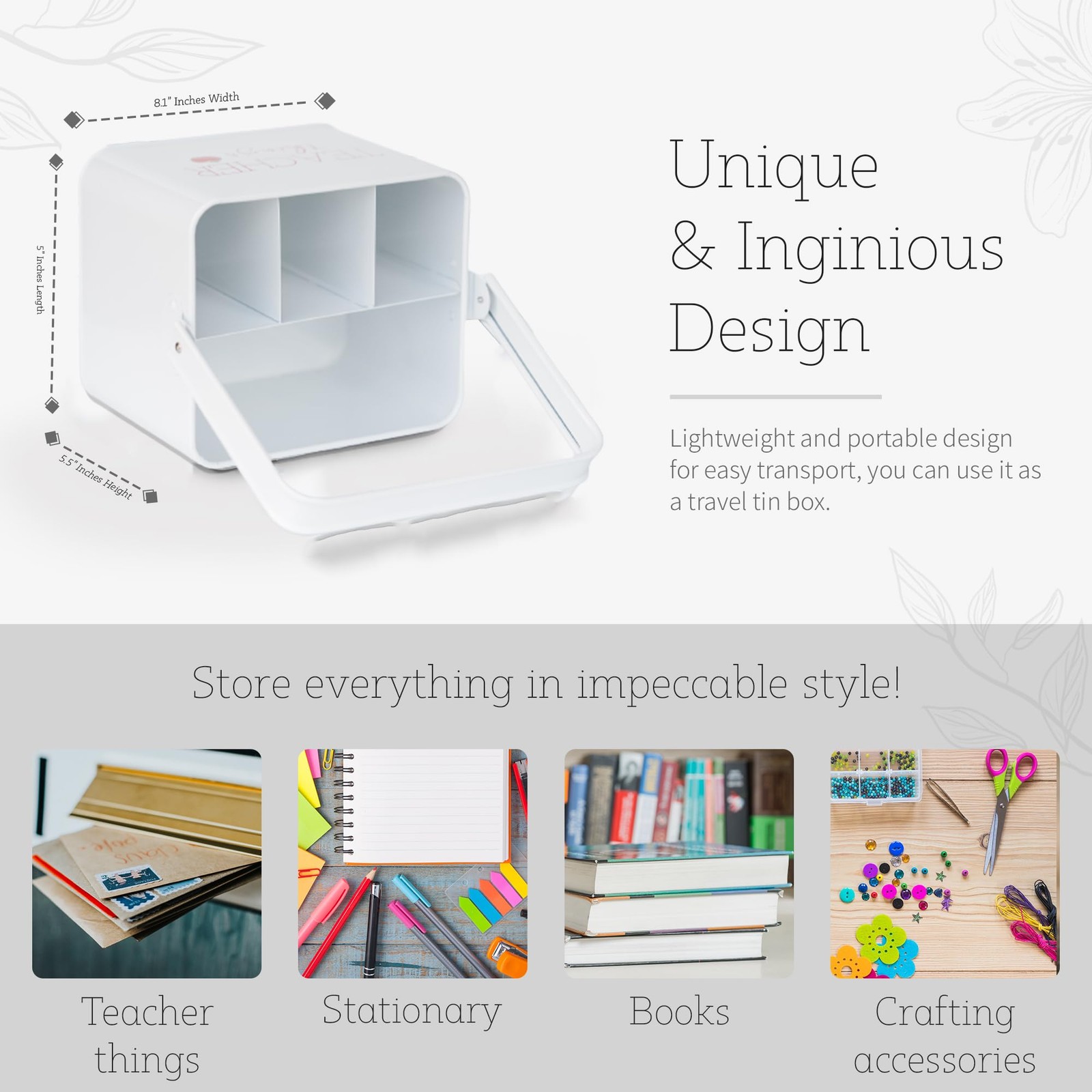 Lola Creates Teacher Things Supply Organizer Box – Art Bin Caddy Storage Cont…
