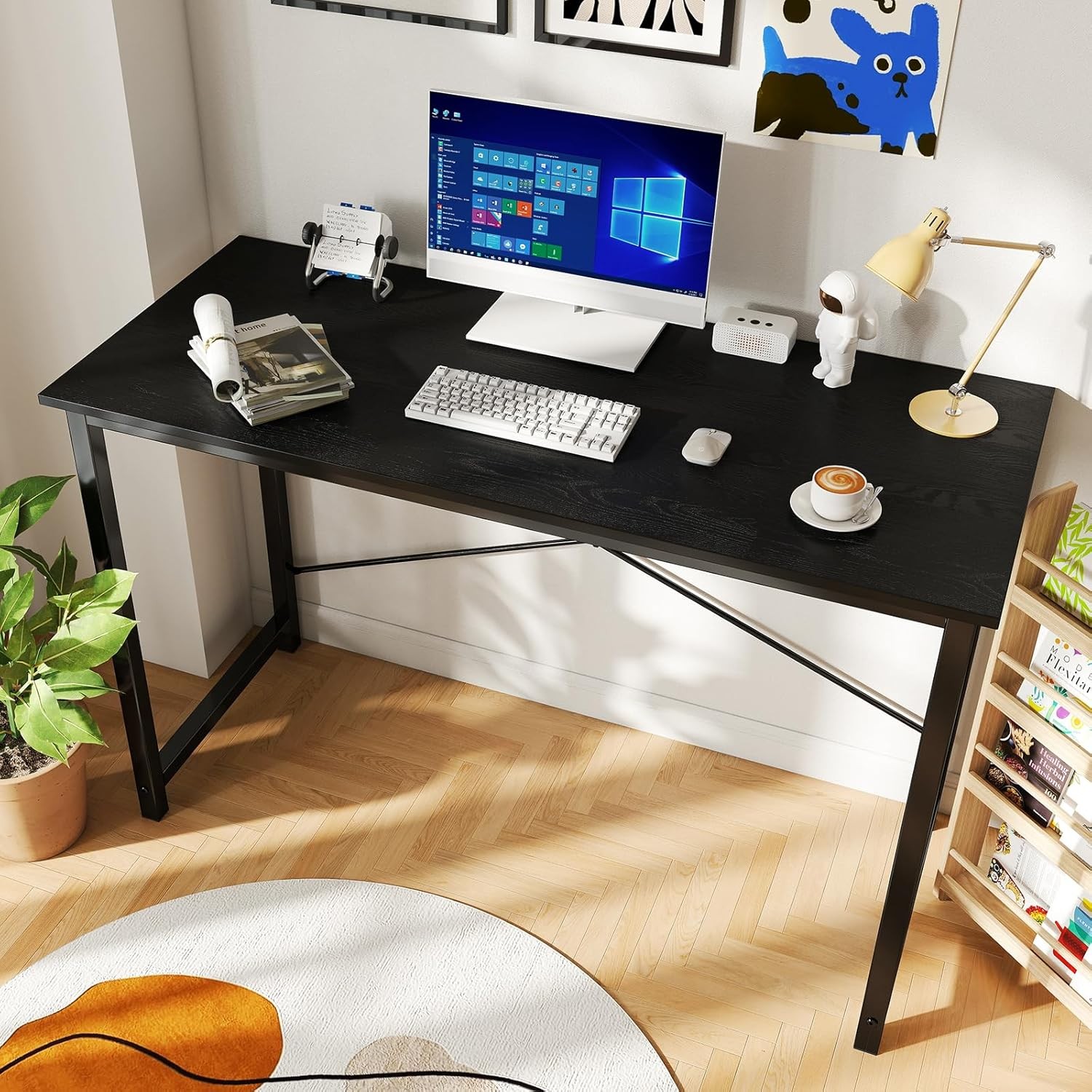 DUMOS 47 Inch Computer Desk for Home Office, Modern Writing Study Table Simple M