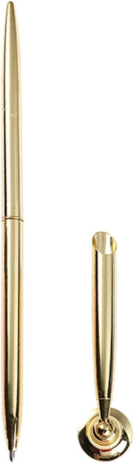 Gold Pen and Pen Stand round Pen Holder Signing Pen Set Metal Attached to Desk B