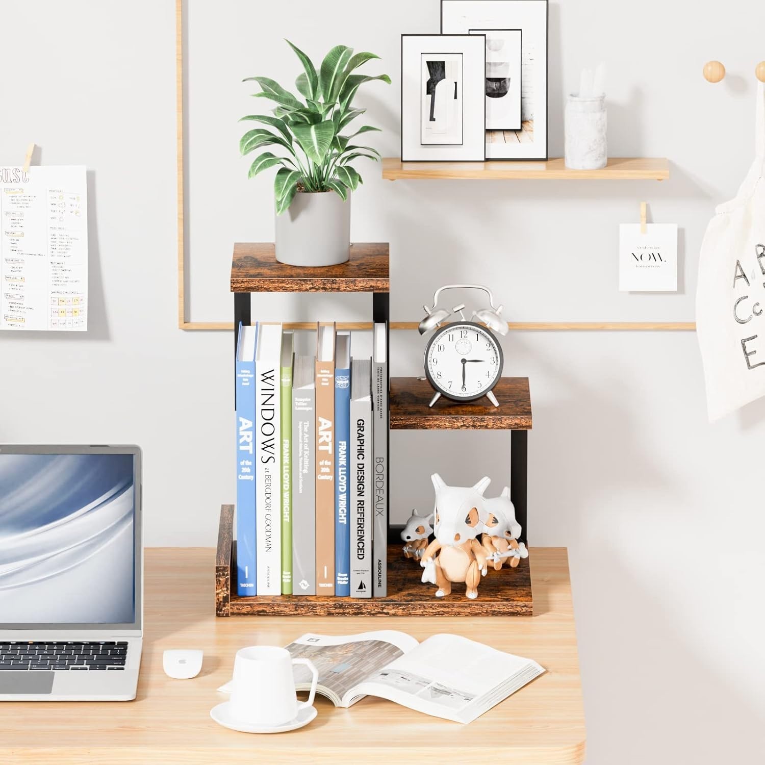 Desk Shelf Organizer – Wood Desktop Shelf, Freestanding Desk Hutch Office Dec…