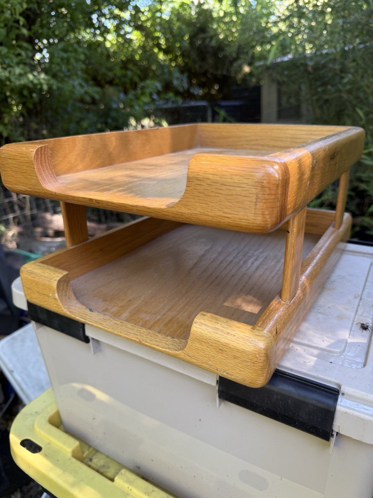 Vintage Mid Century Modern MCM Wood Oak Teak Desk Tray Danish 16x11x7