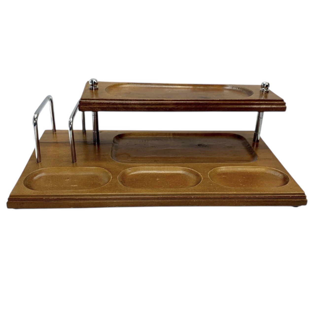 MCM Men’s Wood Valet Dresser Desk Caddy 2 Tier 12” Made in Taiwan
