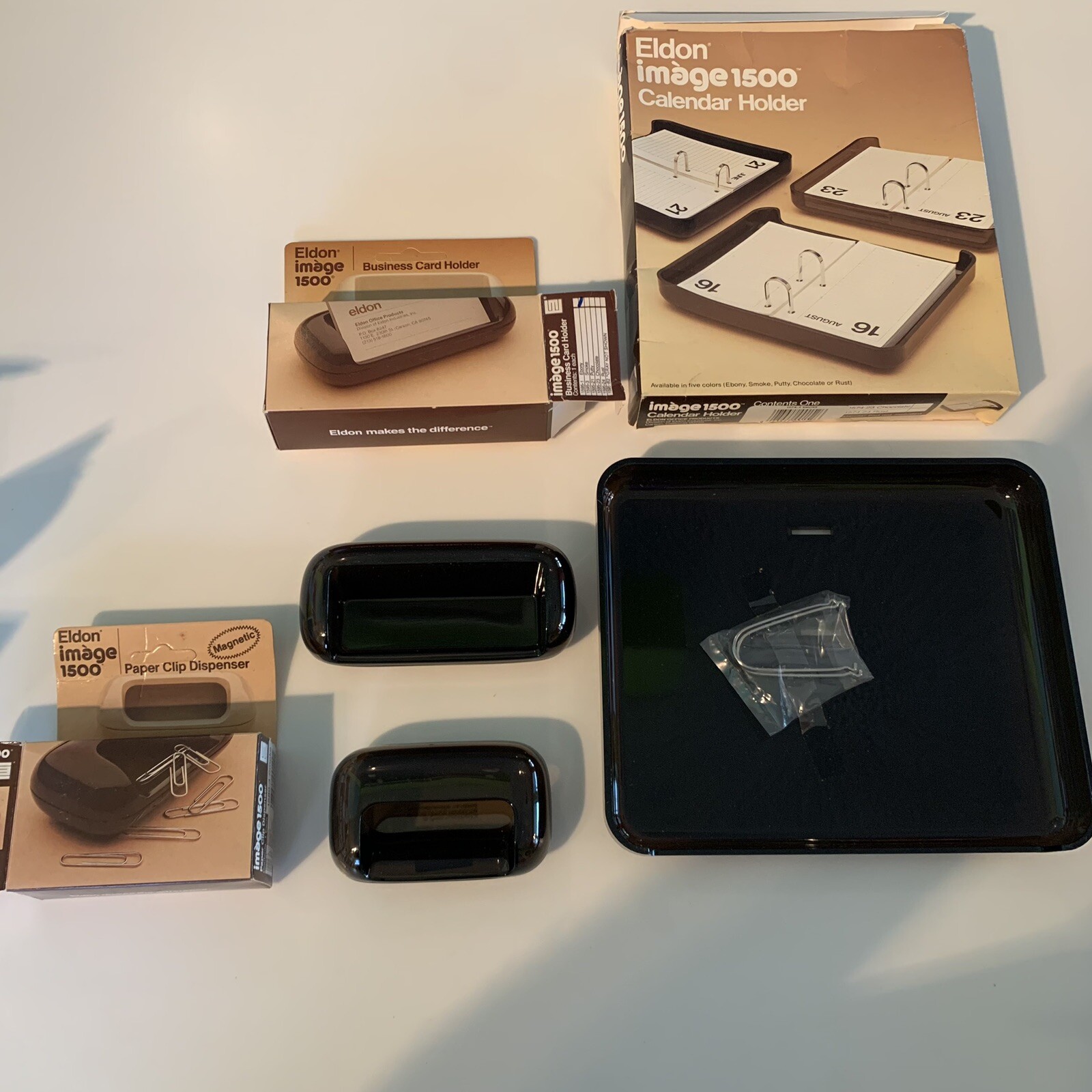 NEW Vintage 80’s Eldon Office Desk Set 3 Pcs image 1500 /SMOKE Retro MCM / NIB
