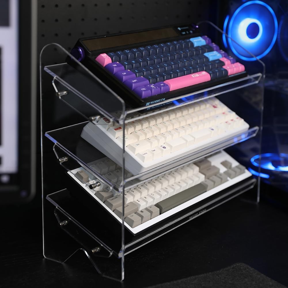 Bright Stone Acrylic Keyboard Display Stand,Mechanical Storage Clear
