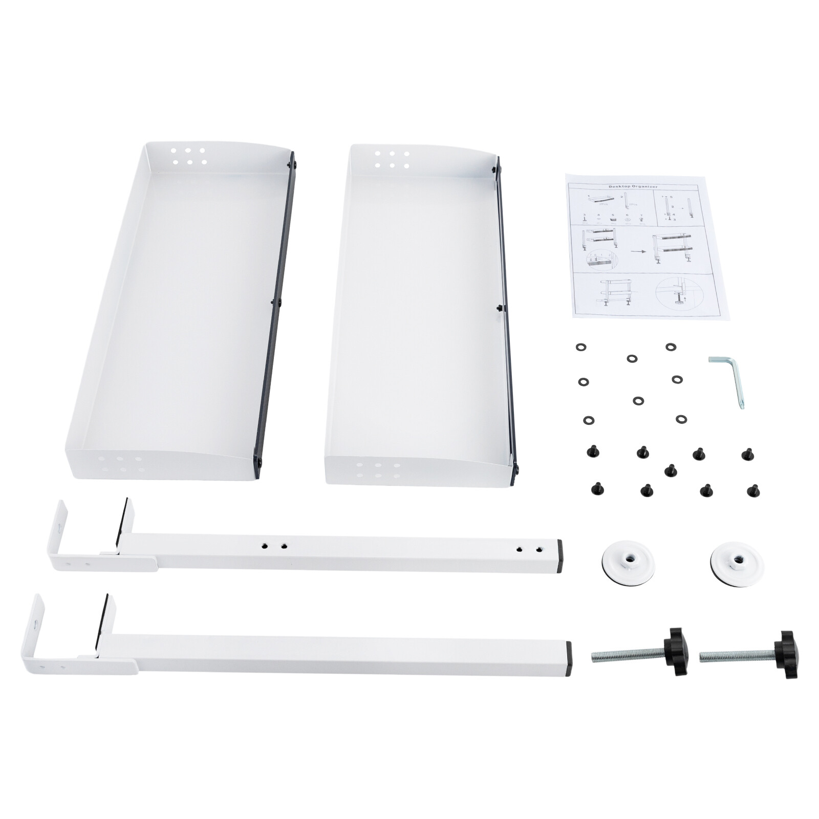 2-Tier Clamp-On Desk Shelf, Adjustable White Storage Organizer for Home