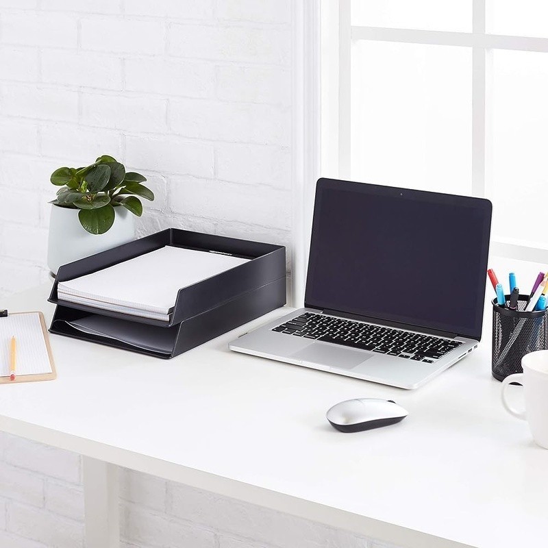 Large Capacity Durable Plastic Letter Tray 2-Pack Document Organizer Office New