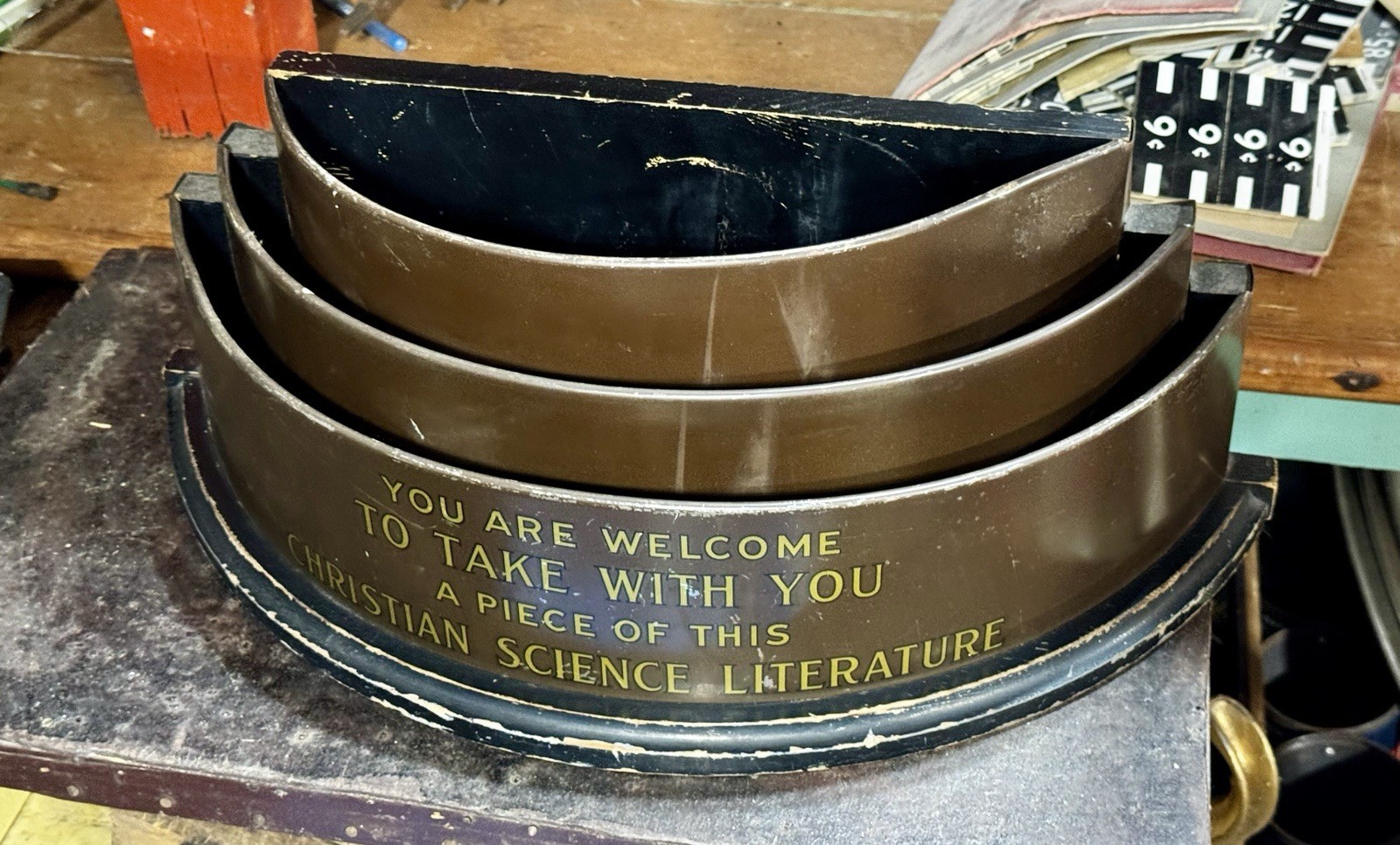 Vintage Art Deco Pamphlet, Brochure Holder Multitiered Christain Science