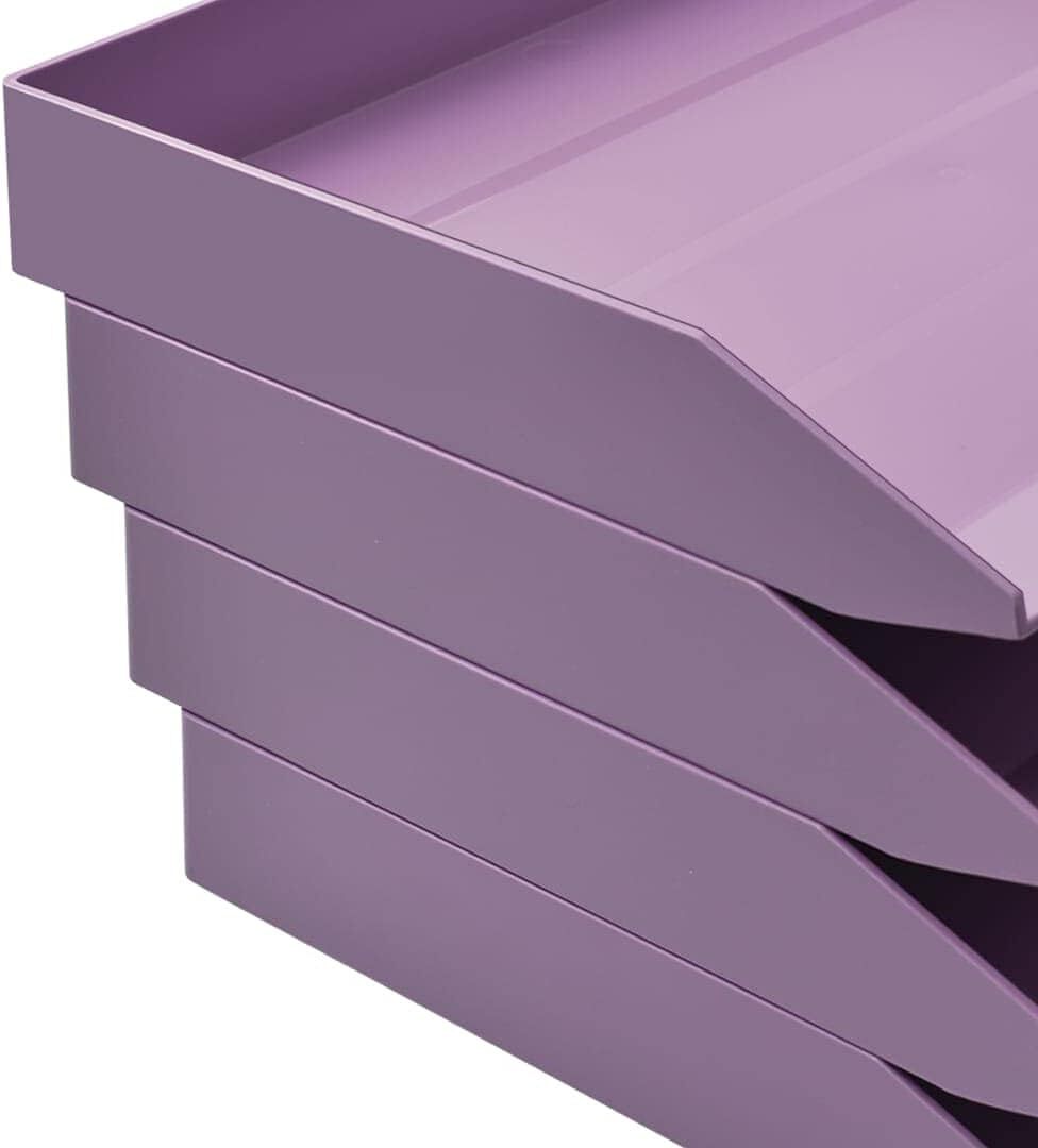 Acrimet Stackable Letter Tray 4 Tier Side 4 tier letter size, Solid Purple