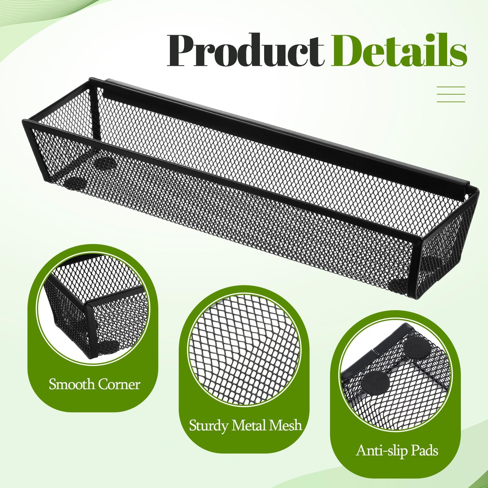 KongTiva 6 Pcs Utensil Drawer Organizer for Kitchen, Mesh Silverware Black