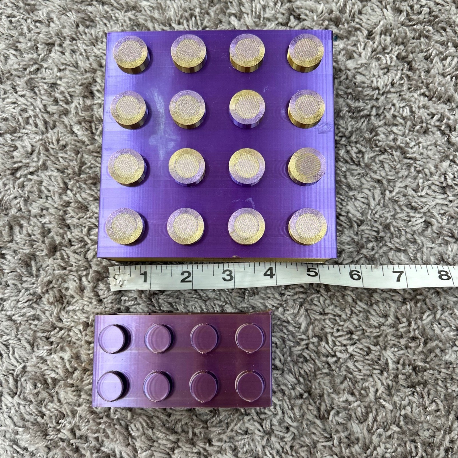 Purple Gold 3D Printed Building Block Desk Organizer Set Drawer Tape Dispenser