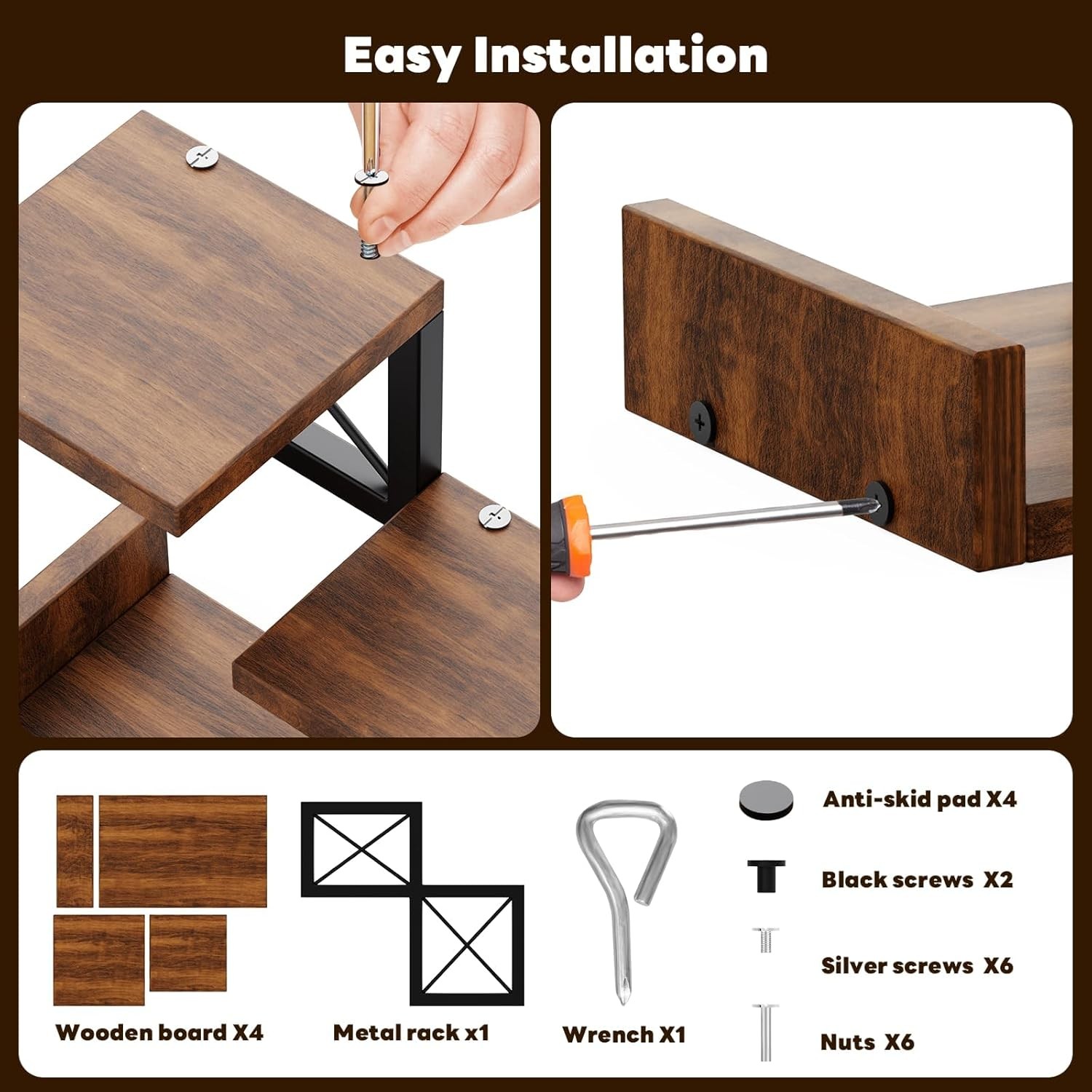 Abiglifty Desk Shelf Organizer, Wooden Desktop Organizers, 3 Tier Desk Hutch Sma