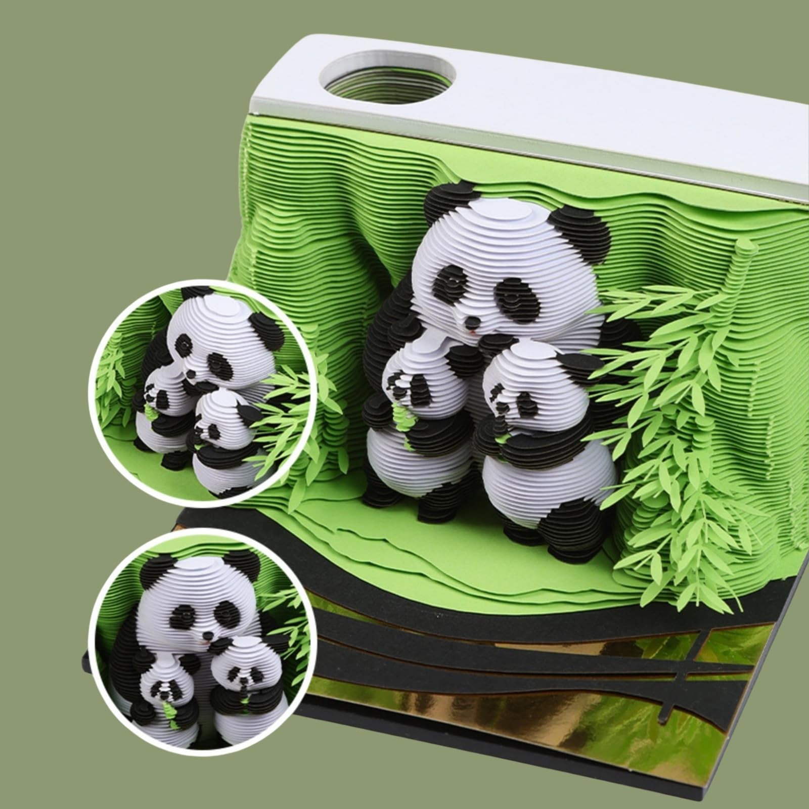3D Calendar 2026, Panda Family Time Piece Calendar 2026, Daily Tear-Off Memo Pad