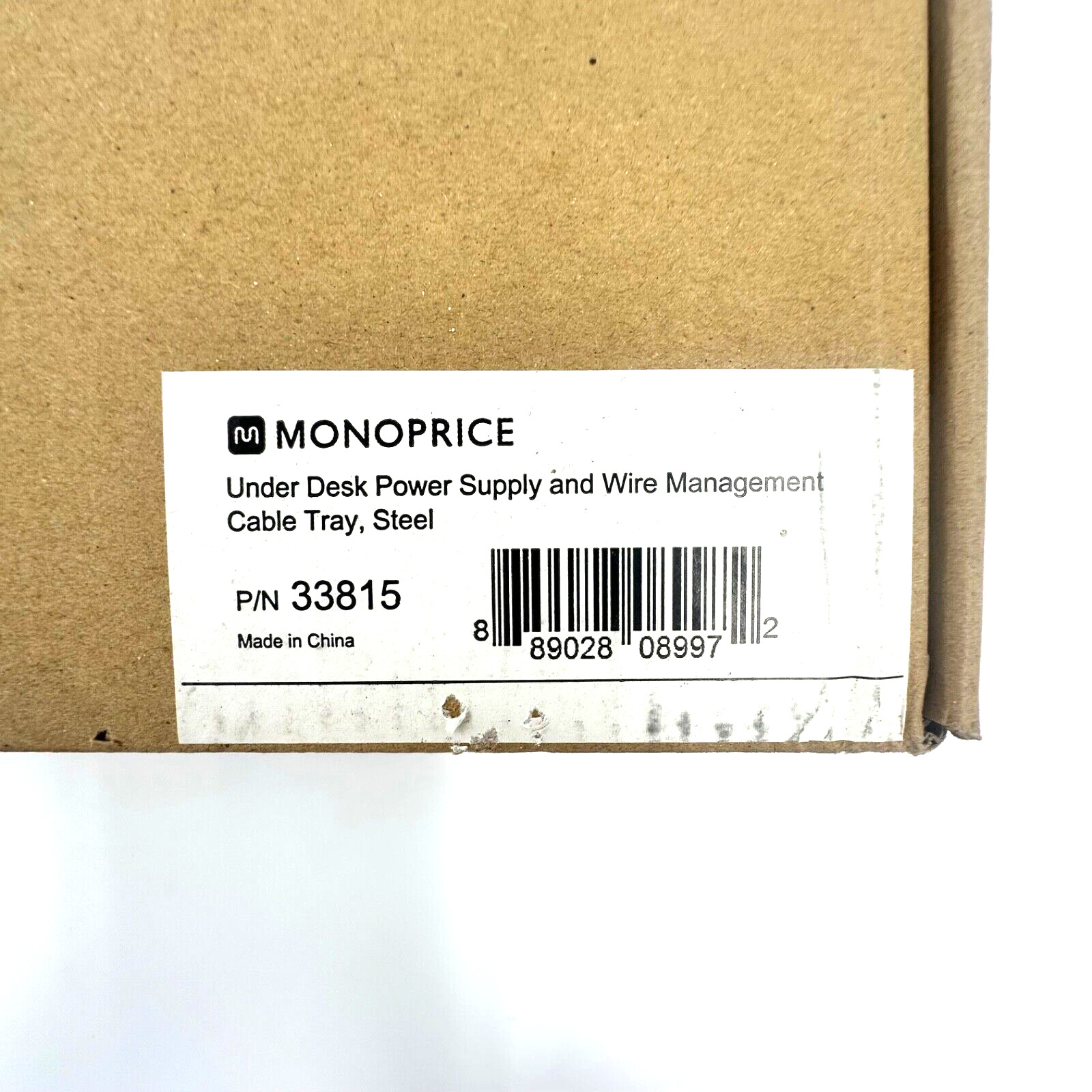 Monoprice Under Desk Cable Tray – Steel With Power Supply And Wire Management