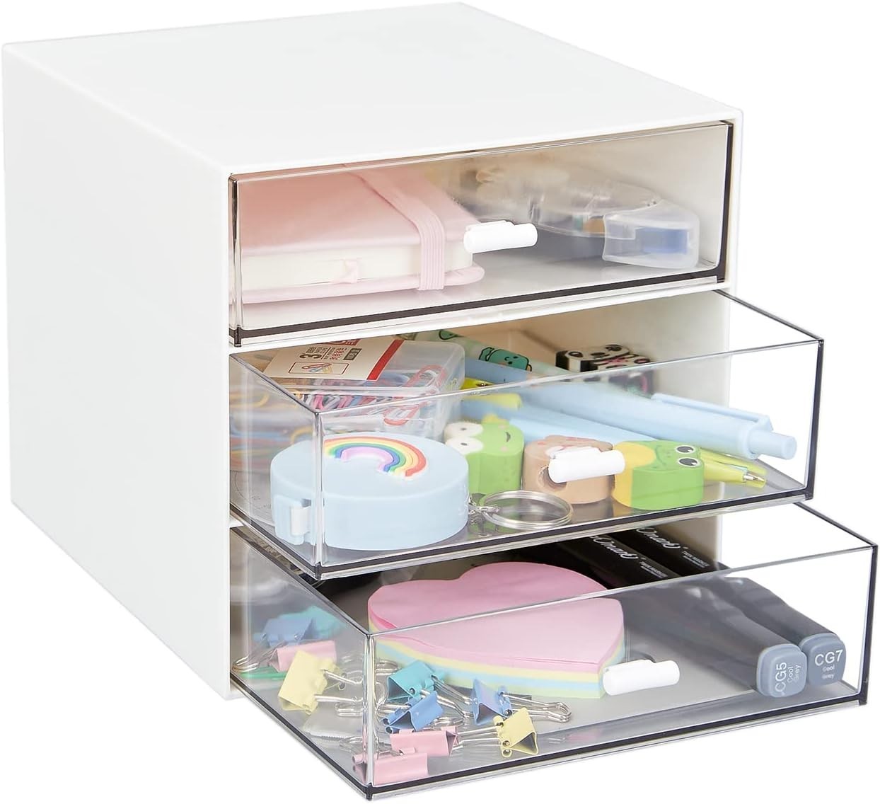 Compact Clear Plastic Desk Organizer with 3 Drawers – Tidy Your Workspace Today!
