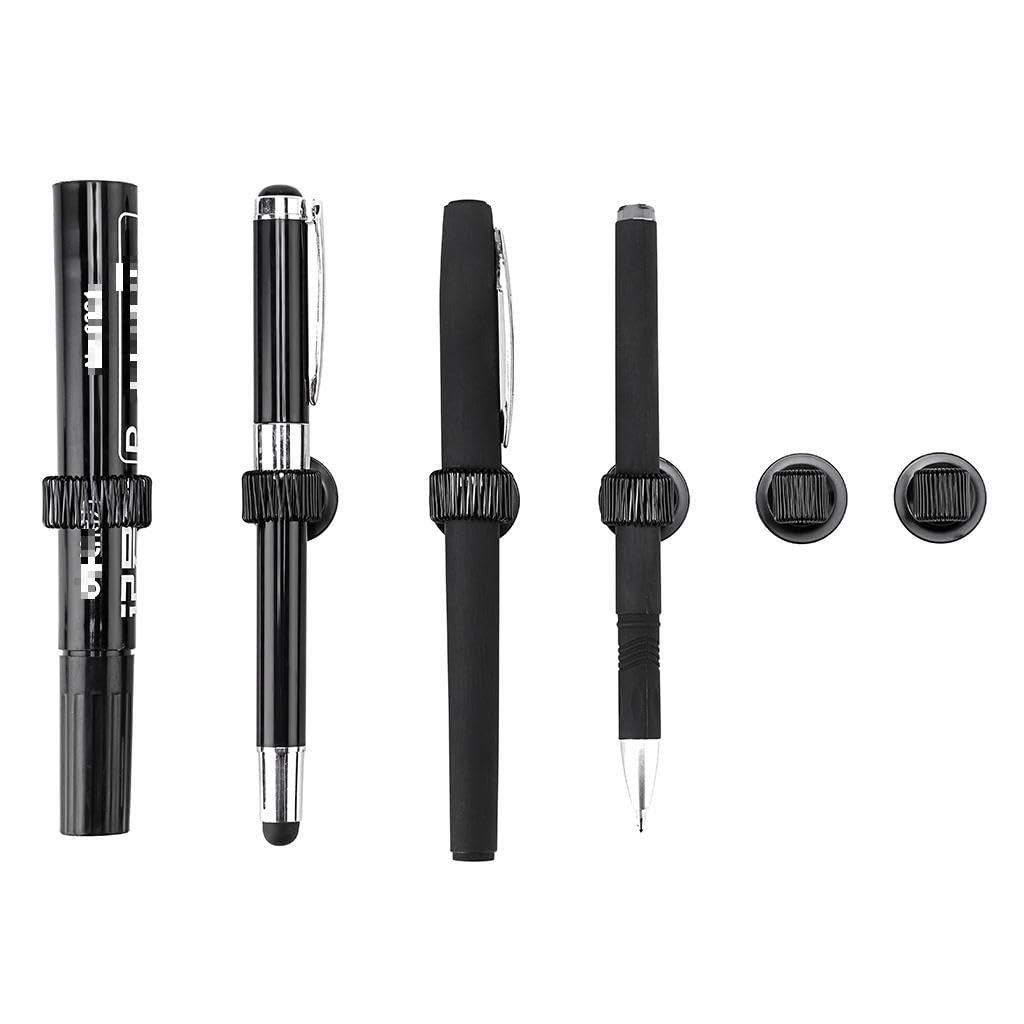 12 Pack Plating Pen Holder Clips- Self Adhesive Pen Pencil 12Pcs-Small Black
