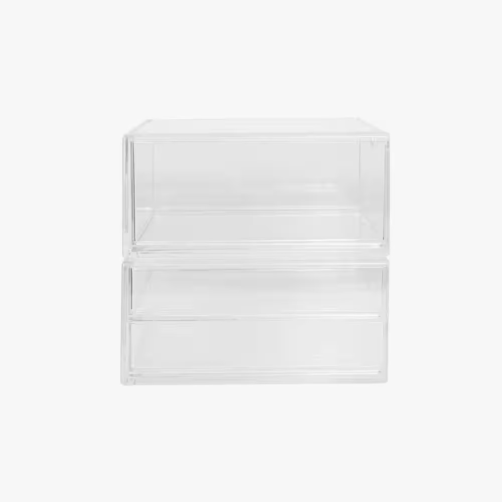 Clear Desk Organizer Set of 2 – 1 Single Drawer/1 Double Drawer