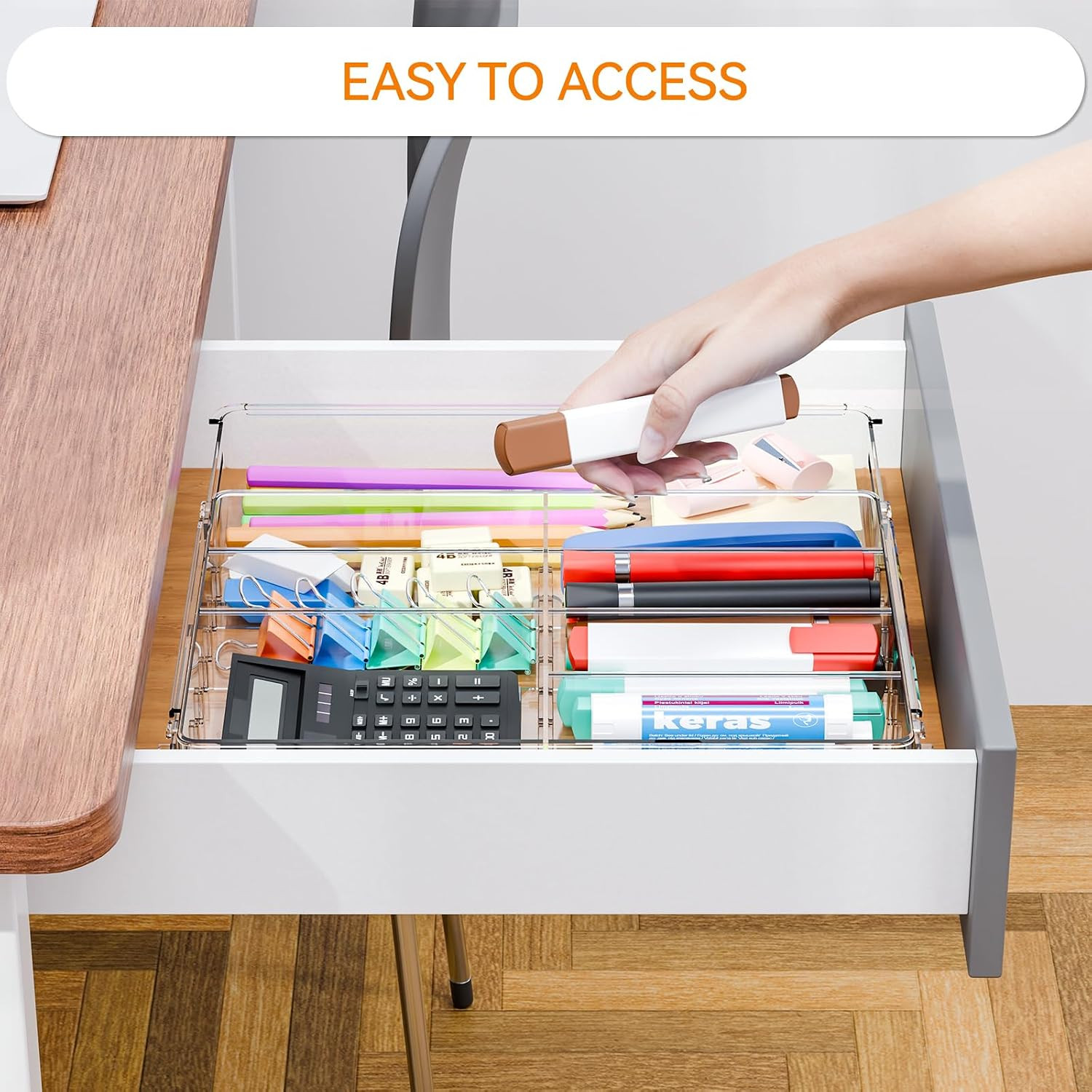 Expandable Desk Drawer Organizer Tray,1.8 Inch High Junk Drawer