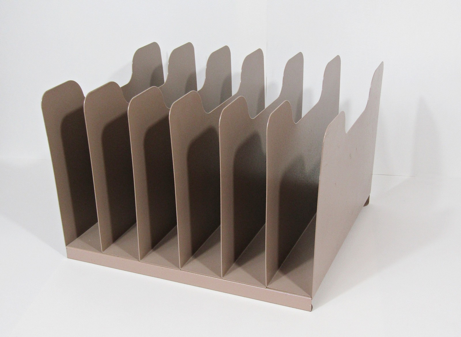 Vintage Wall-Mount Steel Letter File Organizer – 7-Tier Taupe Desk/Office