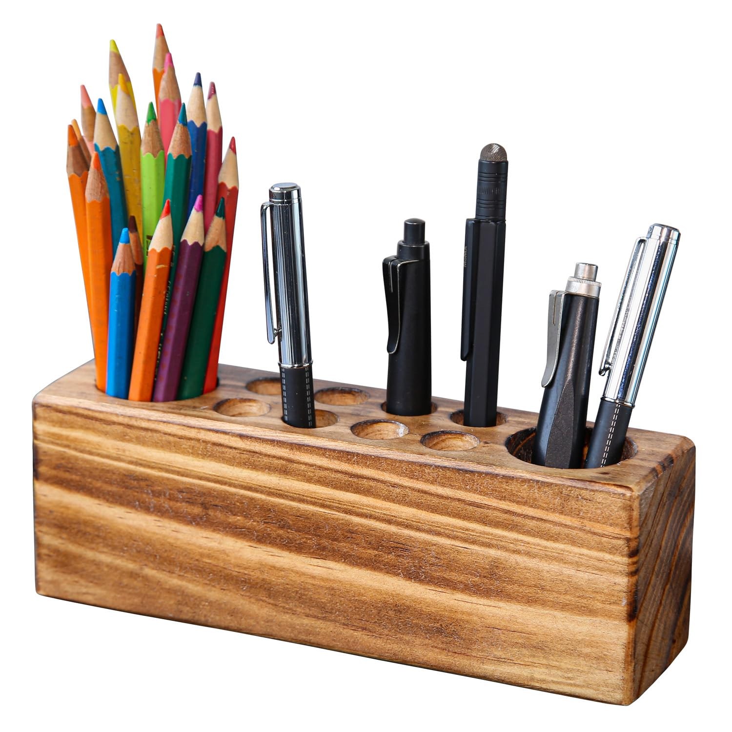 Hoffengwell Solid Wood Pen Holder for Desk – Fountain Pen Holder – Stylish Wo…