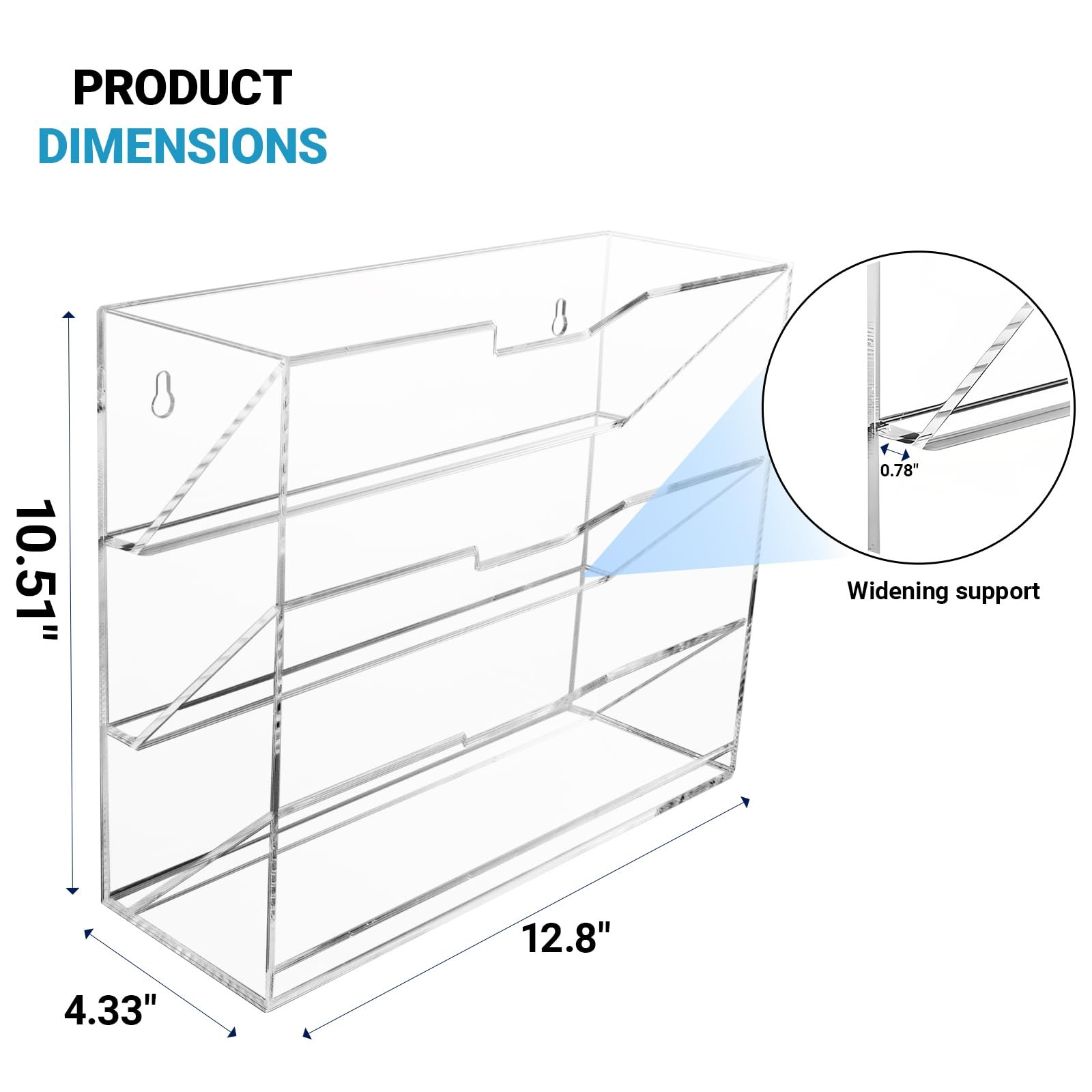 Aphbrada Hanging Wall File Organizer with 4 Pocket Tier – Acrylic Clear