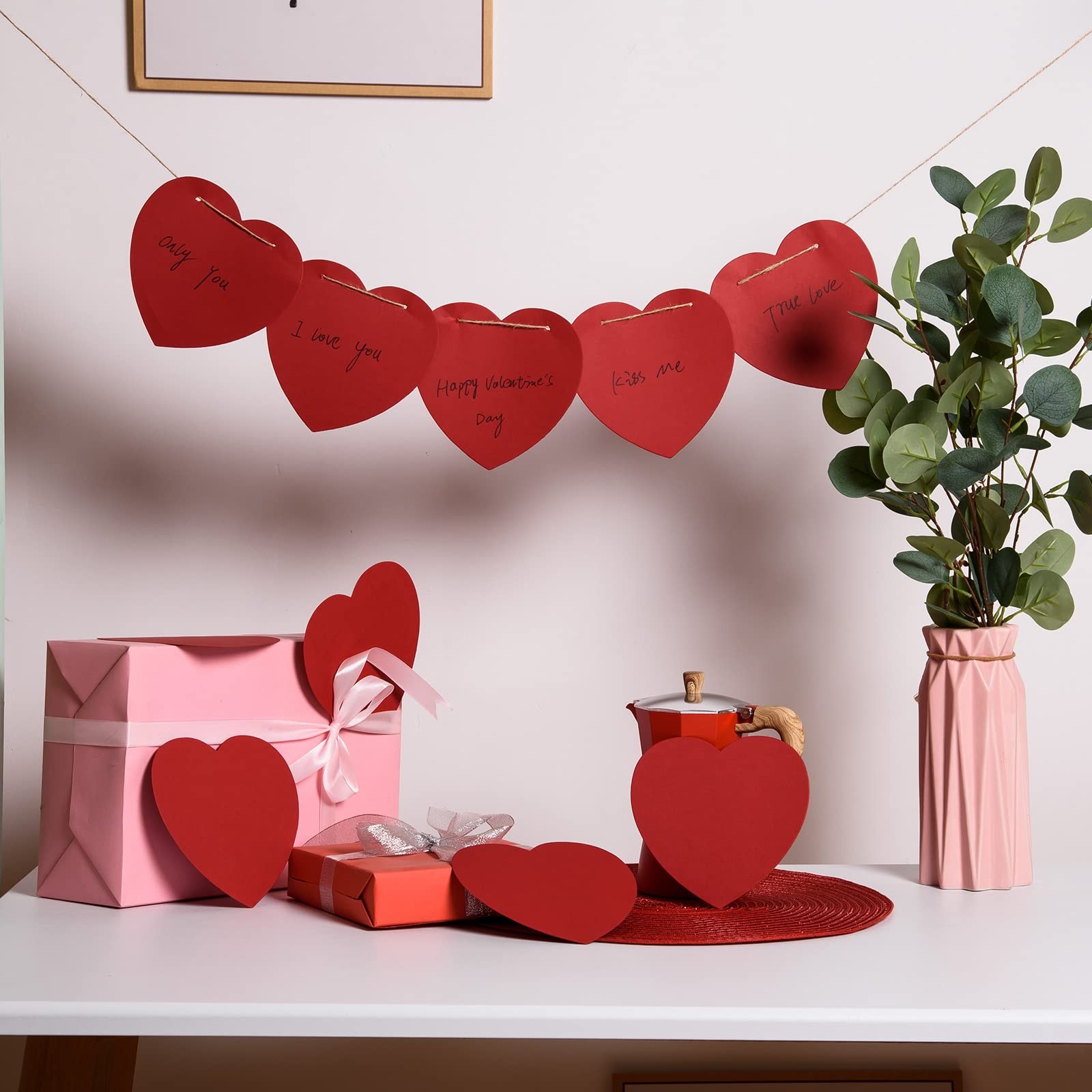 72 Pcs 6 Inch Large Heart Paper Cutouts, Double Sided Shape Red