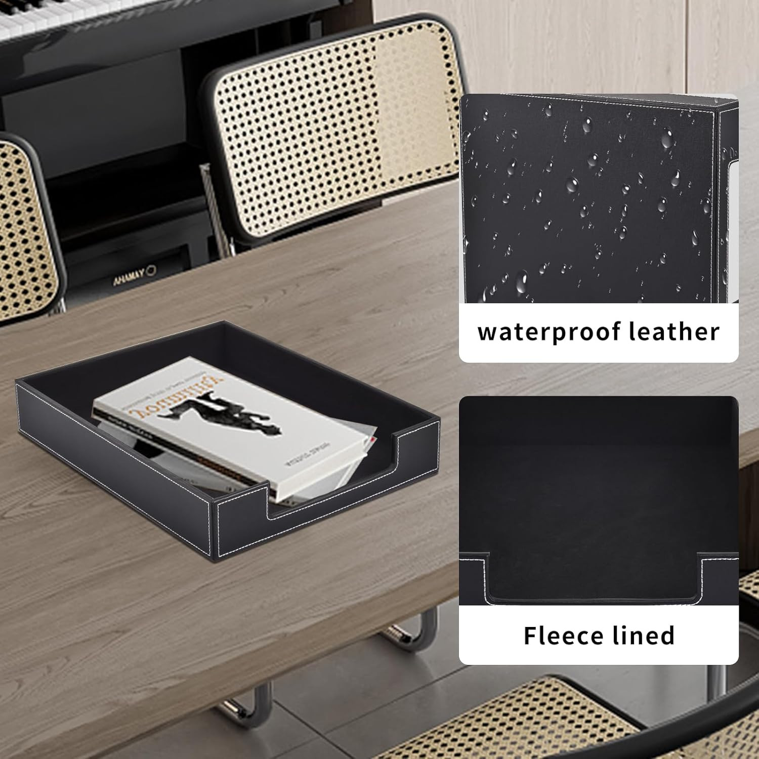 Leather Letter Tray, Office Supplies Desk Organizer for Mail Paper Files Magazin