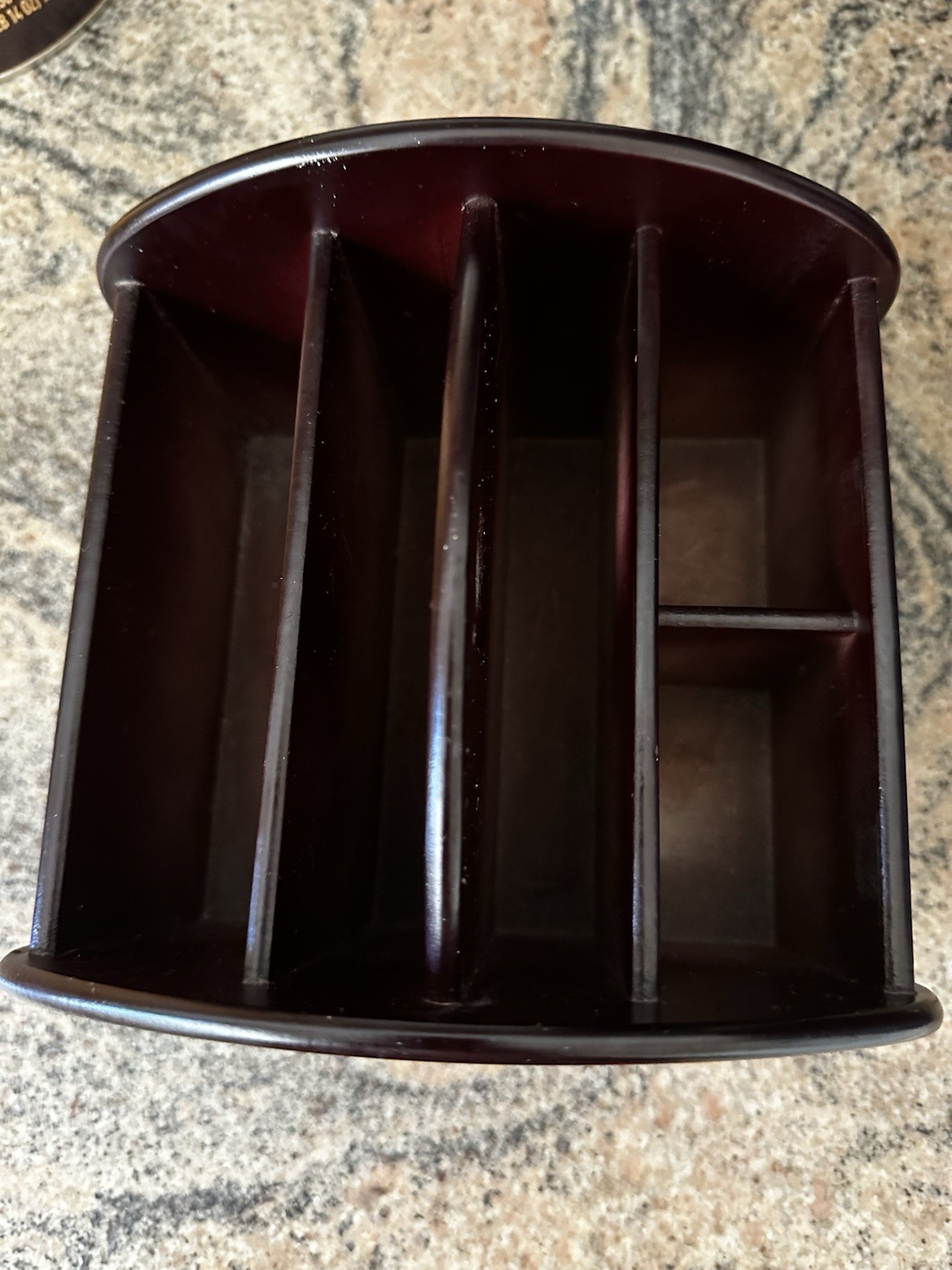 Wooden Desk Top Caddy Compact Space Saver 5 Sections Multi Functional Swivels