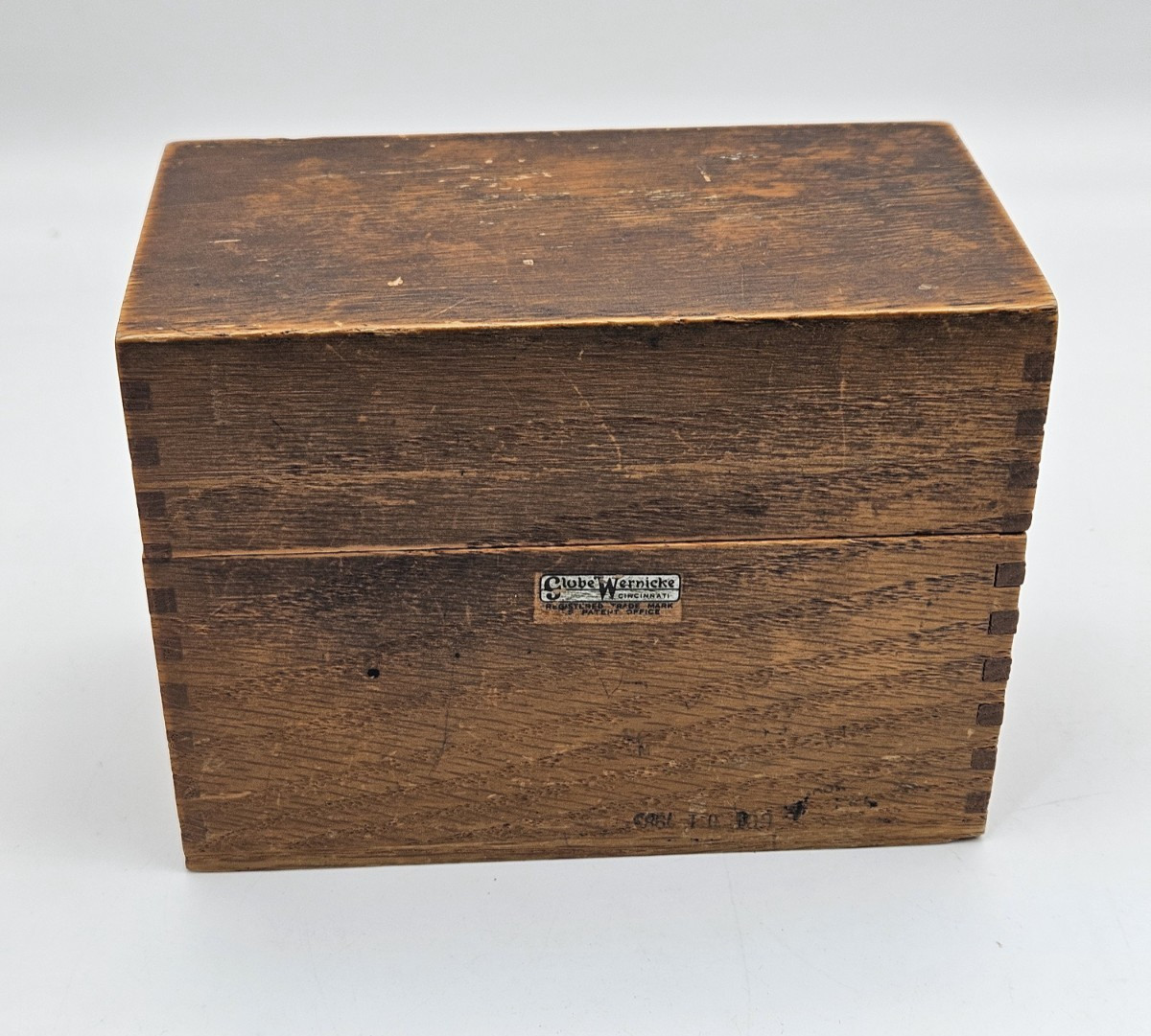 Vintage Globe Wernicke Oak Wood File Recipe/Desk Box No 83-C Dovetailed Corners