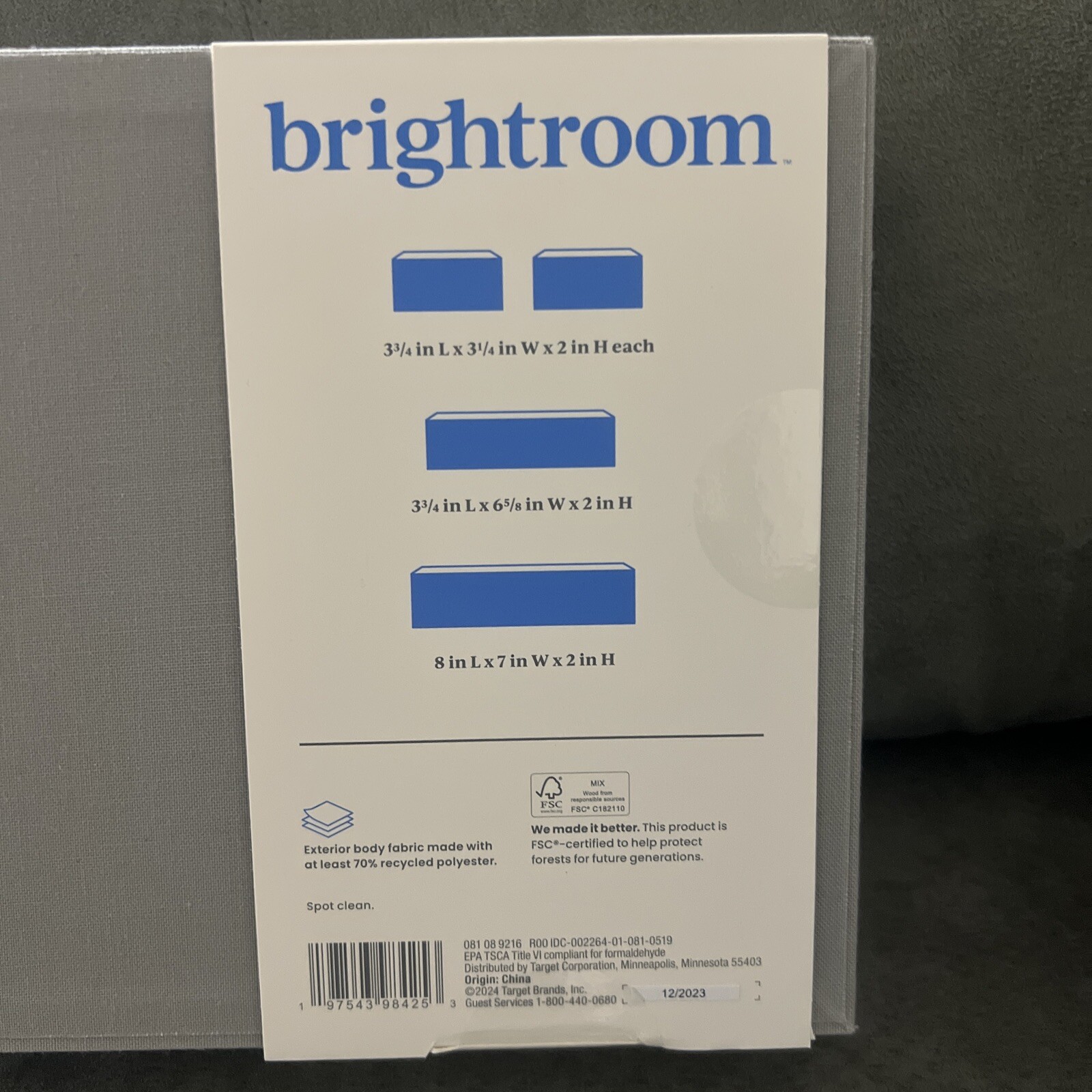 Brightroom Canvas Desktop Drawer Organizer Gray New