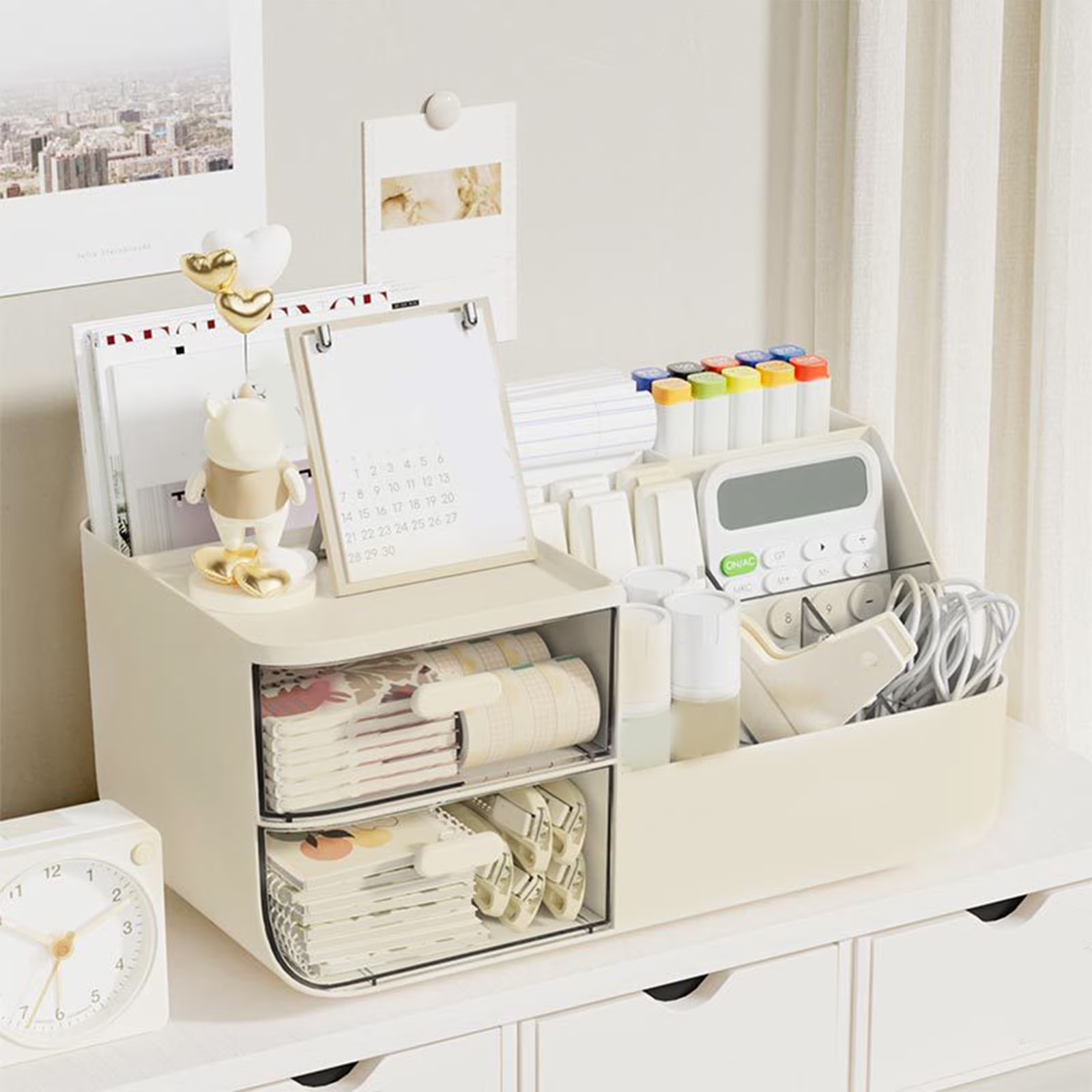 Desk Organizer with 2 Drawer Pencil Pen Holder