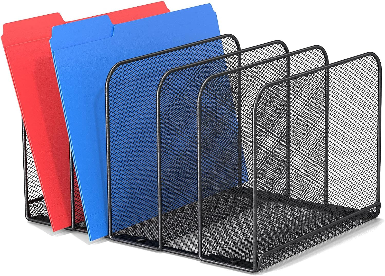 5 Sections Desk File Holder/Rack/Sorter,Mesh File Organizer,File Folder Organize