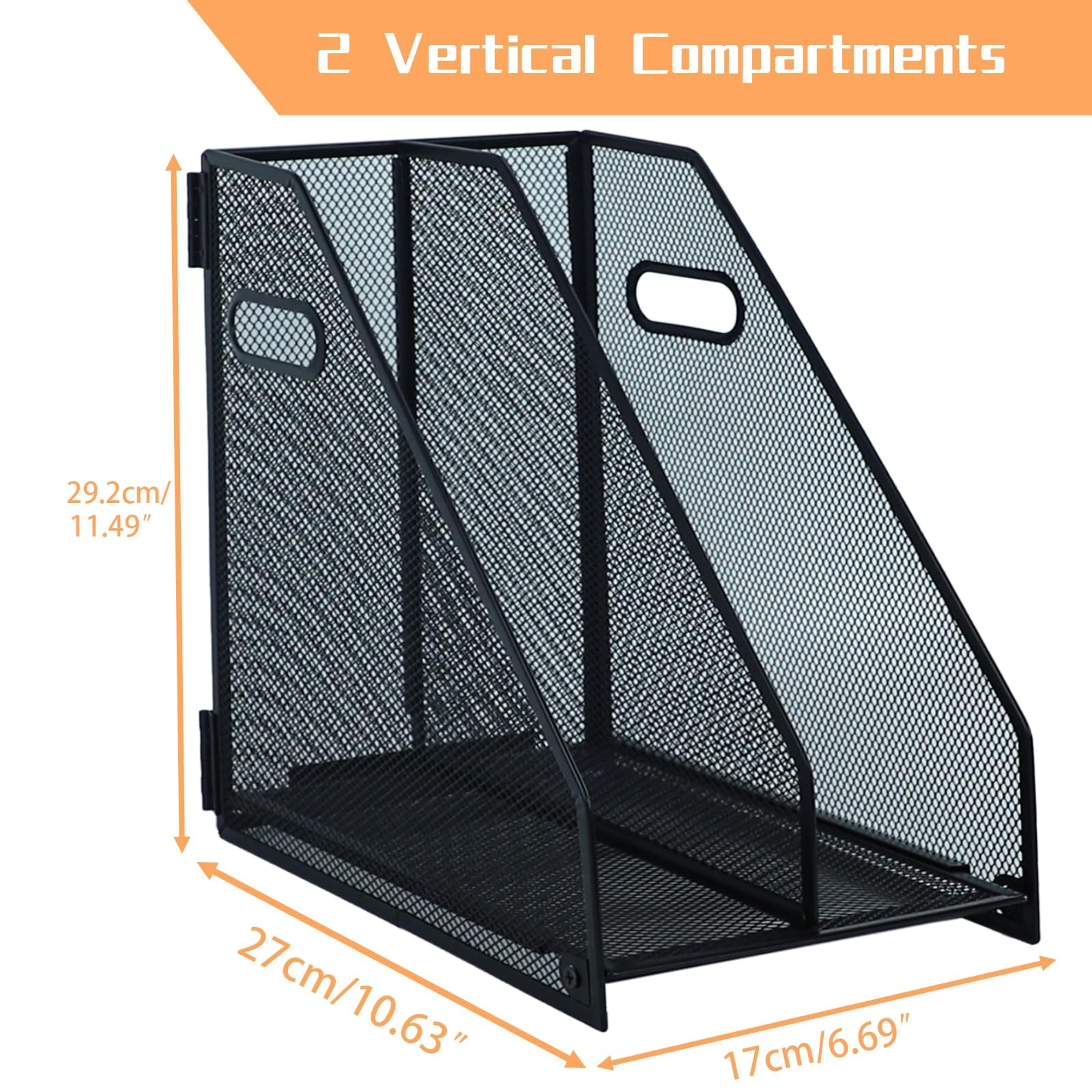 2 compartments metal file racks metal Mesh Desktop Organizer for Desk, Storag…