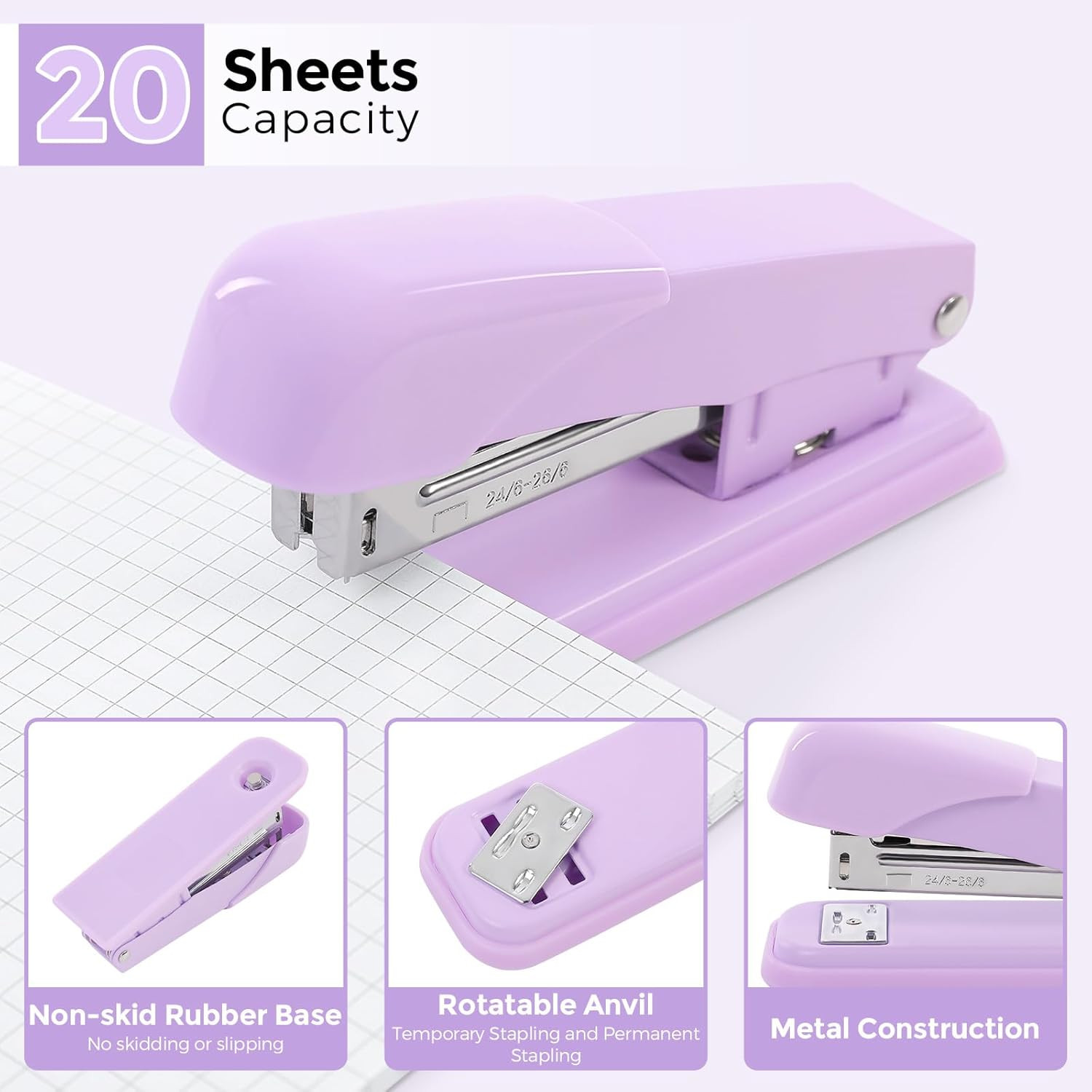 Purple Desk Accessories, Purple Office Supplies Set, Stapler, Tape Dispenser,…