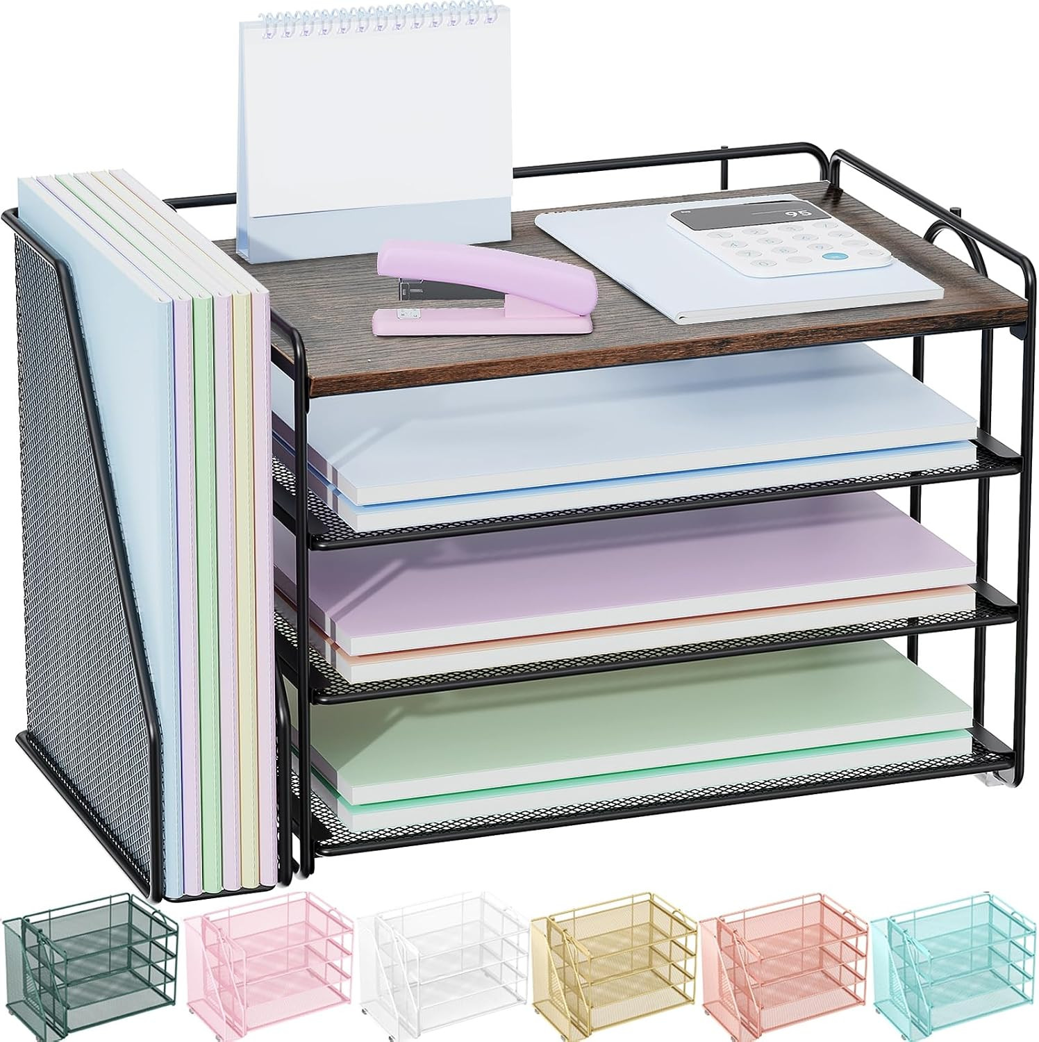 Desk Organizers and Accessories, Paper Organizer for Desk with File Organizer, D