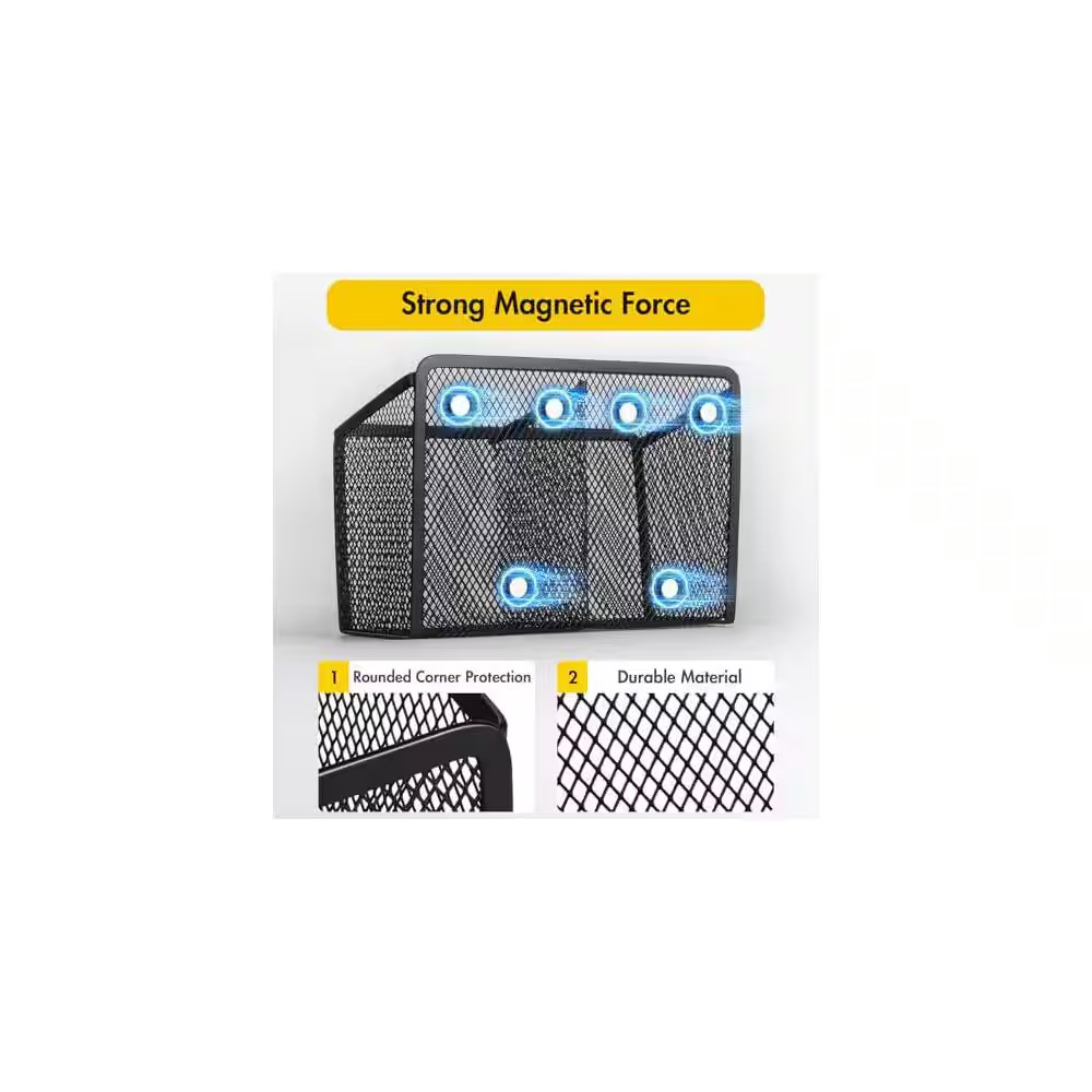 1-Pack Magnetic Mesh Pen and Pencil Holder for Whiteboard Refrigerator Strong Ma