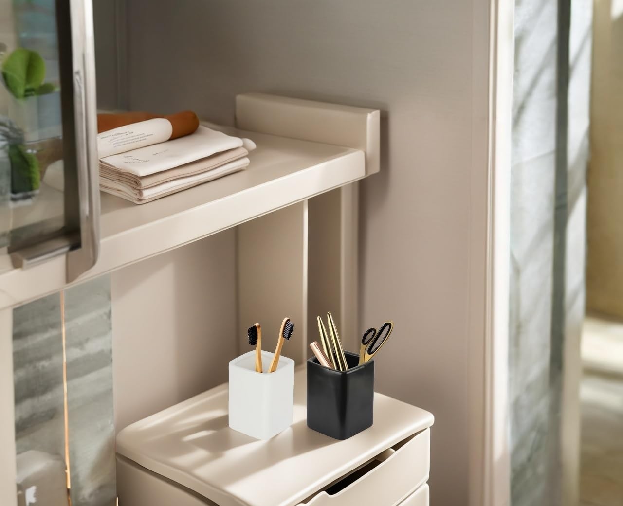 Square Ceramics Desk Pencil Holder With Metal Frame, Suitable for Offices and…