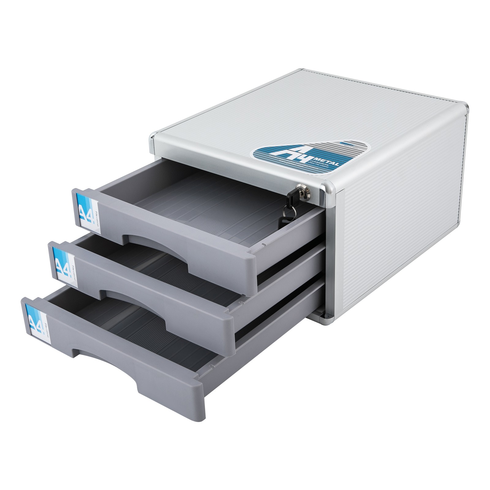 File Box Storage Filing Desk Organizer Locking File Cabinet 3 Drawers for Office