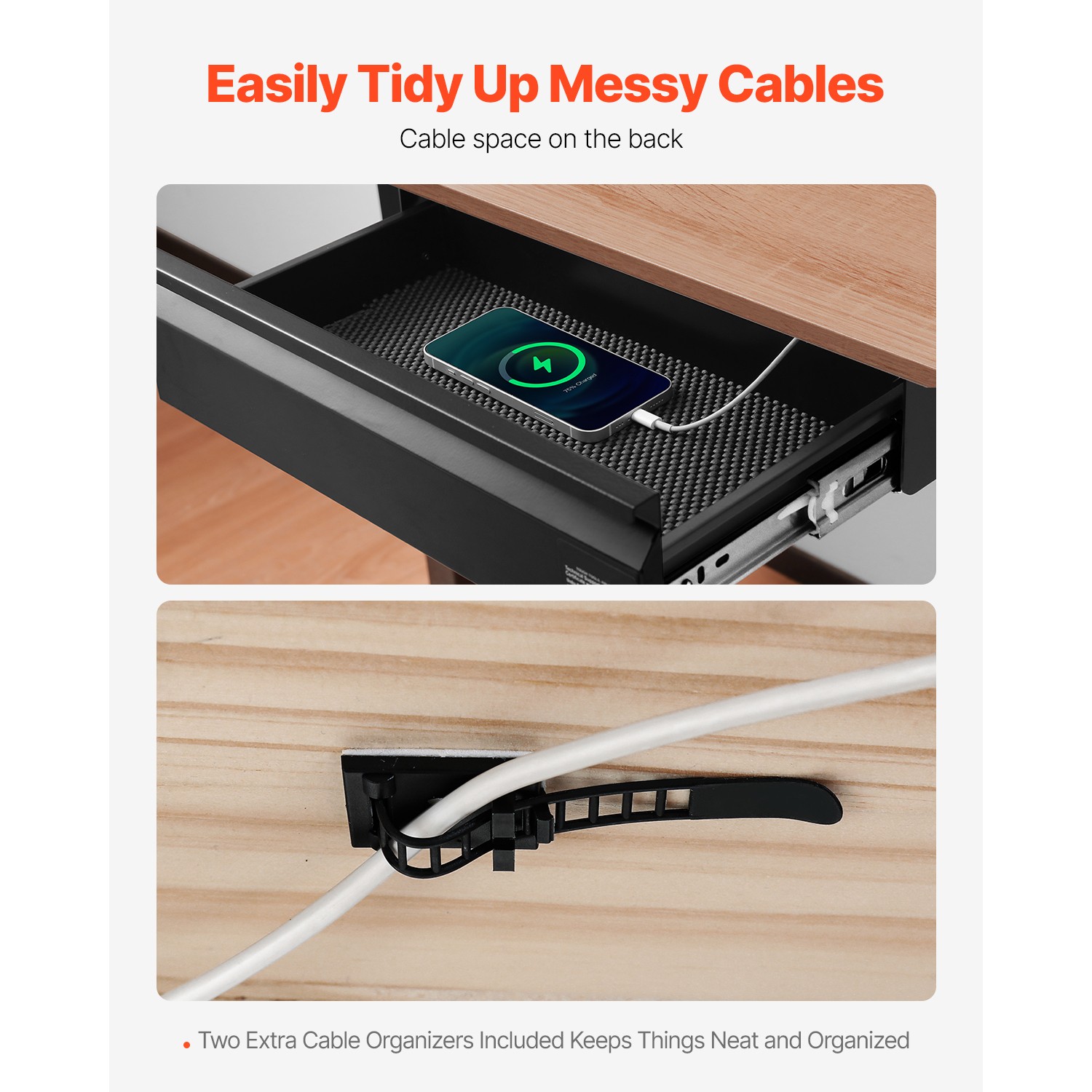 Uimoso 16 in Slide-Out Under Desk Drawer Organizer for Home or Office Use