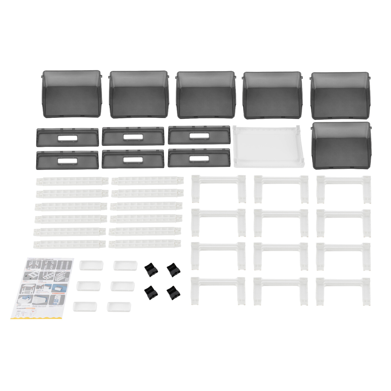 Large 6-Drawer Desktop Organizer with Open Tray Top, for Desk Organizer, Black