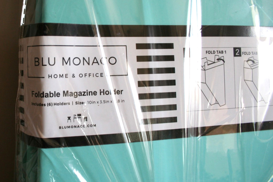 Magazine File Holders with White Label Holder by Blu Monaco Set of 6