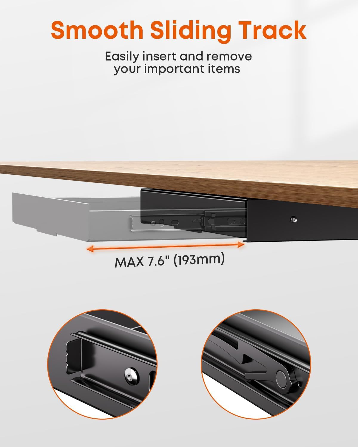 under Desk Storage Drawer 14.8″ Wide – Smooth Slide Out Organizer for Standing D