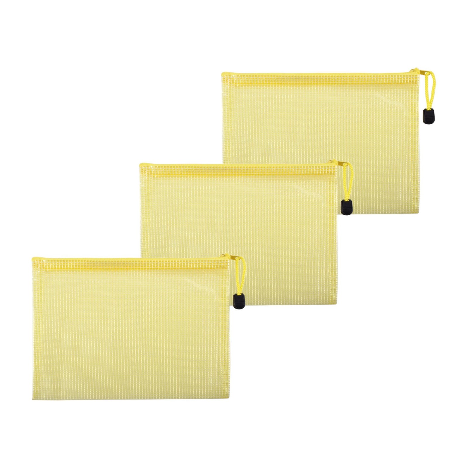 3 PCS B6 Mesh Zipper Pouch Bags 5.31×7.68 Inch Waterproof Organization Yellow