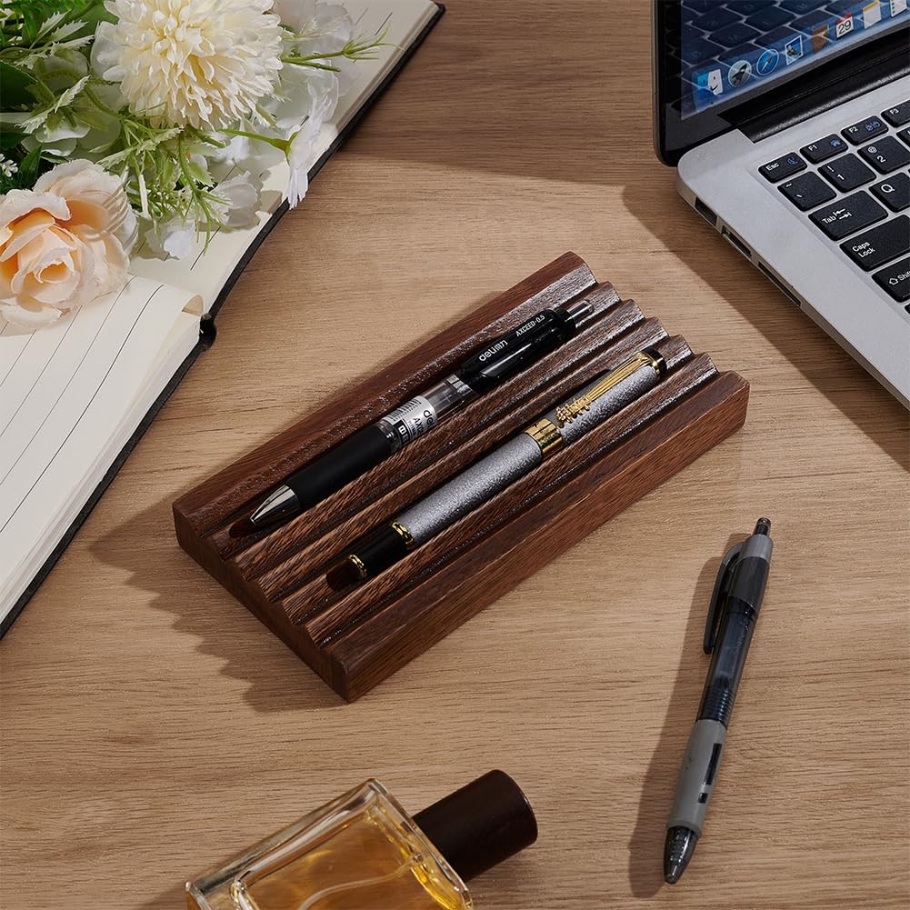 Walnut Horizontal Pen Holder Rectangle Pen Holder Wooden Desk Organizer Penci…