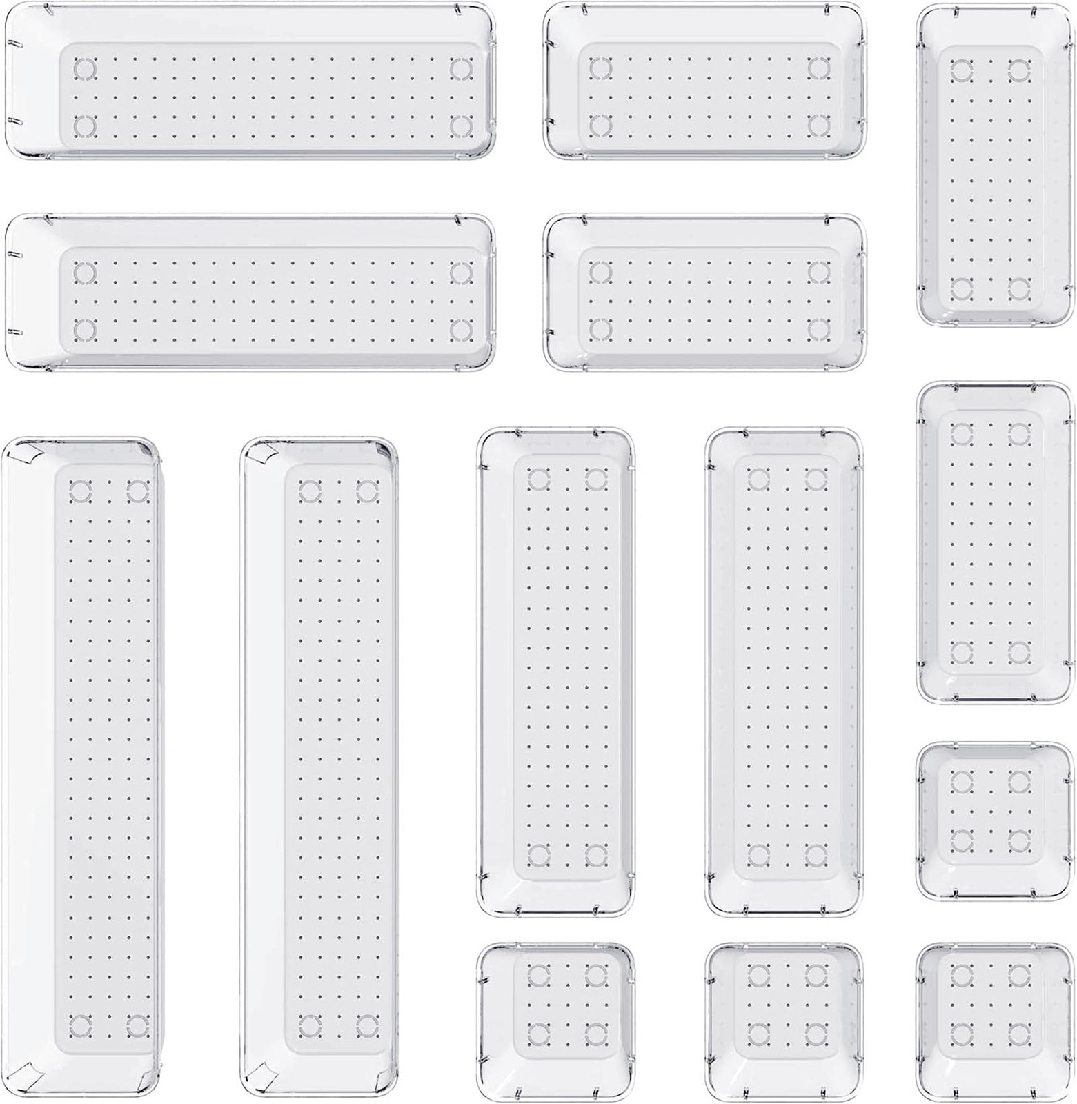 14 PCS Clear Drawer Organizer, Acrylic Makeup Organizers, Vanity Drawer Organ…