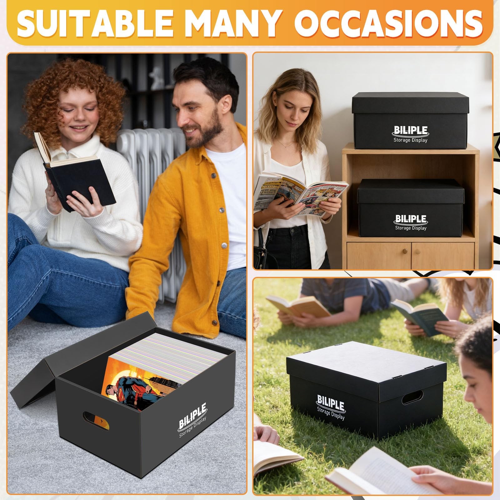 5 Pack Comic Book Storage Box 15.8″ X 7.2″ X 10.7″, Thick Cardboard 5