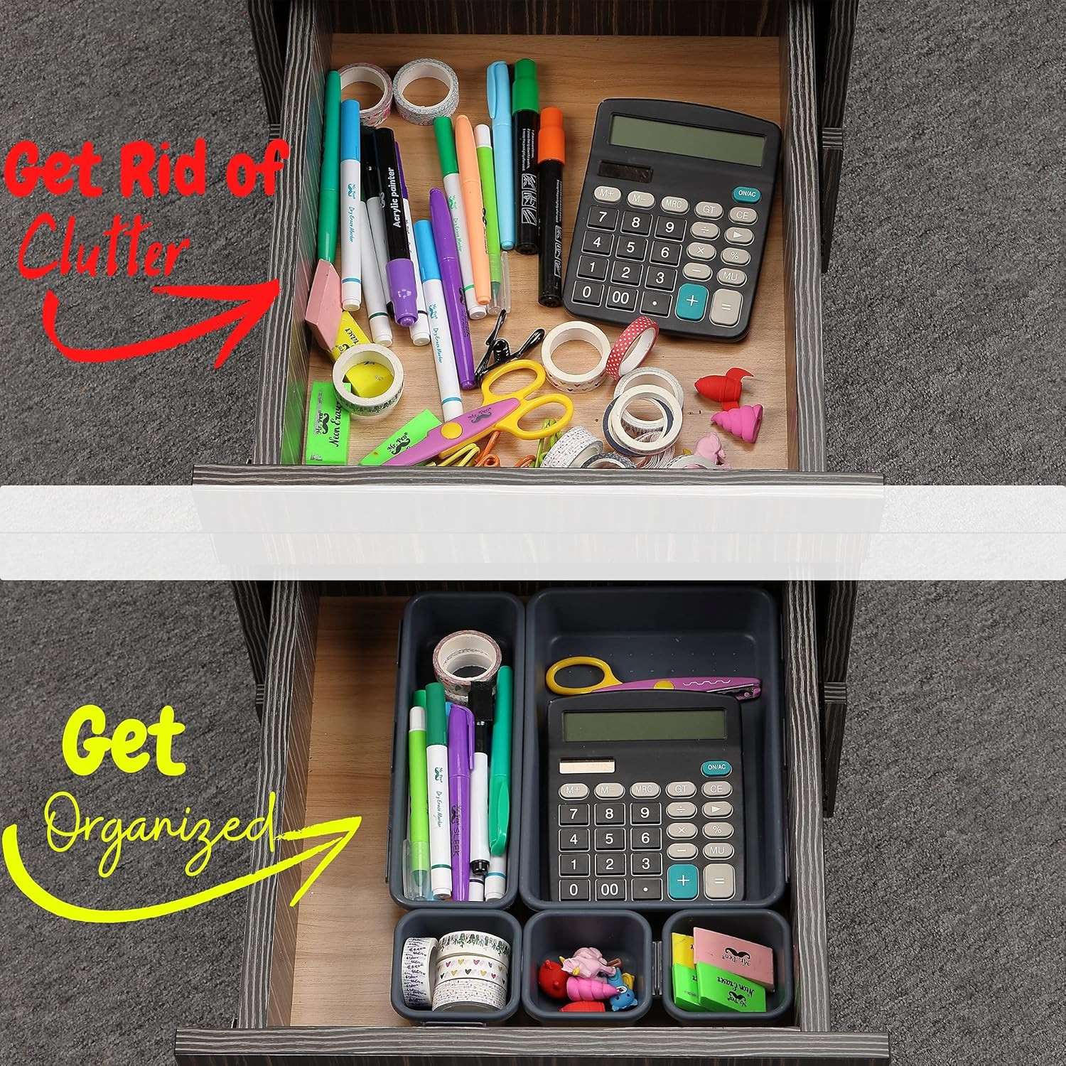 – Interlocking Desk Drawer Organizer, 8 Pcs, Drawer Organizer, Kitchen Drawer Or