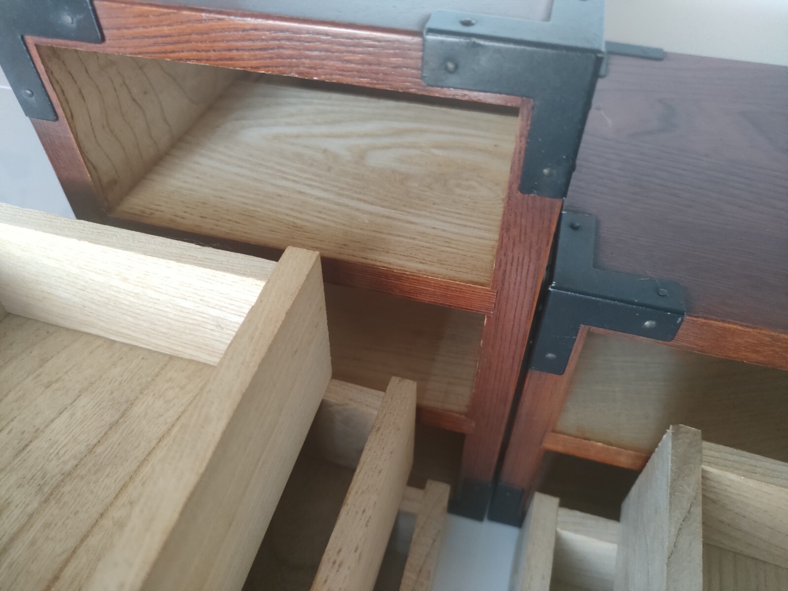 Wood Chest Showa Vintage 2 sets (3 drawers + 2 drawers) Limited Japan