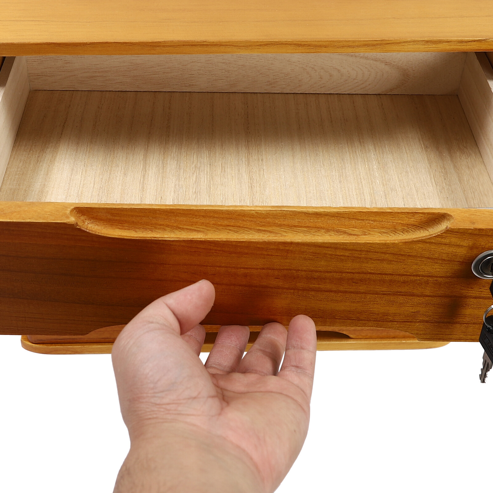 Wooden Desktop Storage Box 3-Tier Desk Organizer w/ Lockable Drawers 30kg max.